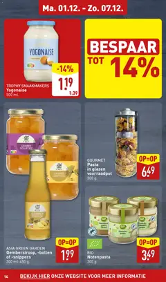 Aldi folder week 49 - Voorbeeld van een folder van Aldi, geldig van 01.12.2025 | Pagina: 14 | Producten: Pasta, Bolletjes, Gember