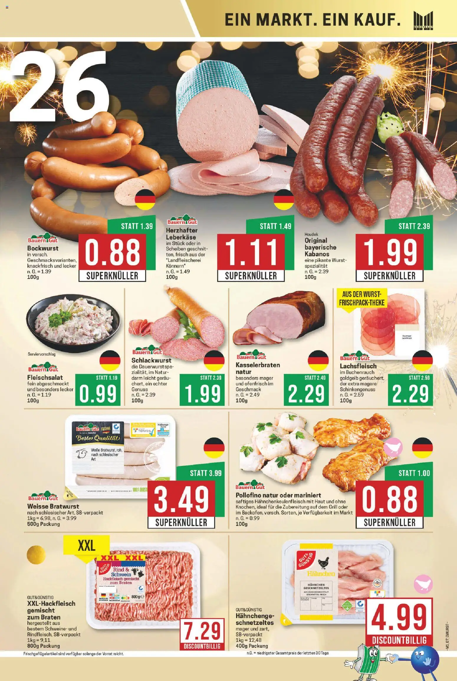 Marktkauf Prospekt 	 – gültig ab 29.12.2025 | Seite: 7 | Produkte: Hahnchen, Bratwurst, Hackfleisch, Leberkase