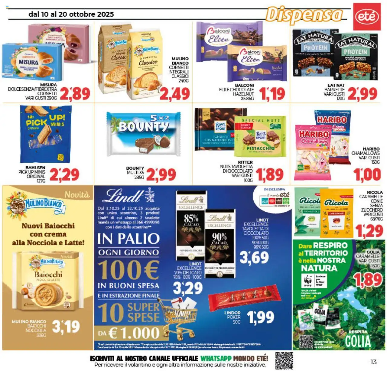 Volantino Eté del 10.10.2025 | Pagina: 13 | Prodotti: Cioccolato, Cornetto, Caramelle, Cacao