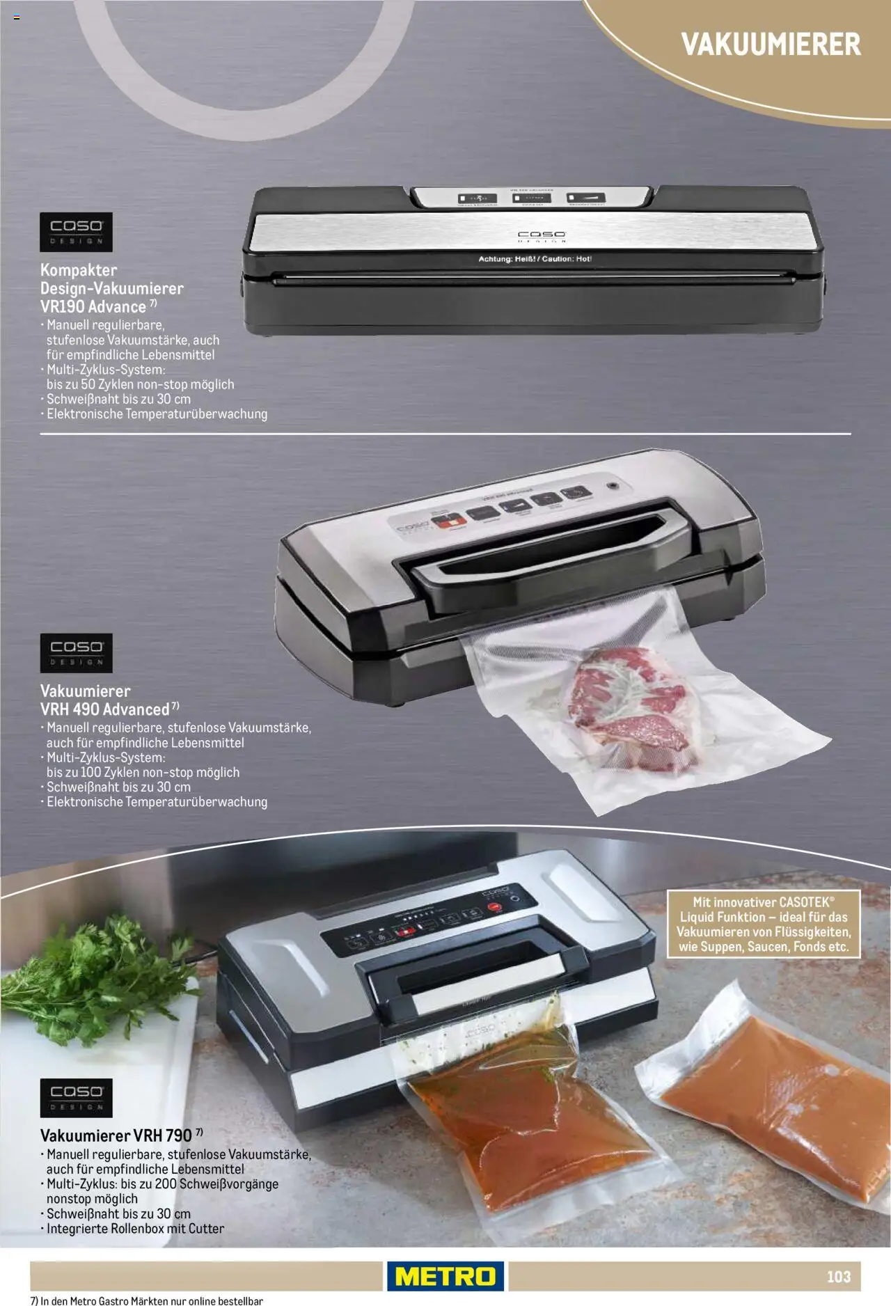 Metro Non Food Sortiment – gültig ab 01.10.2025 | Seite: 103 | Produkte: Cutter, Vakuumierer