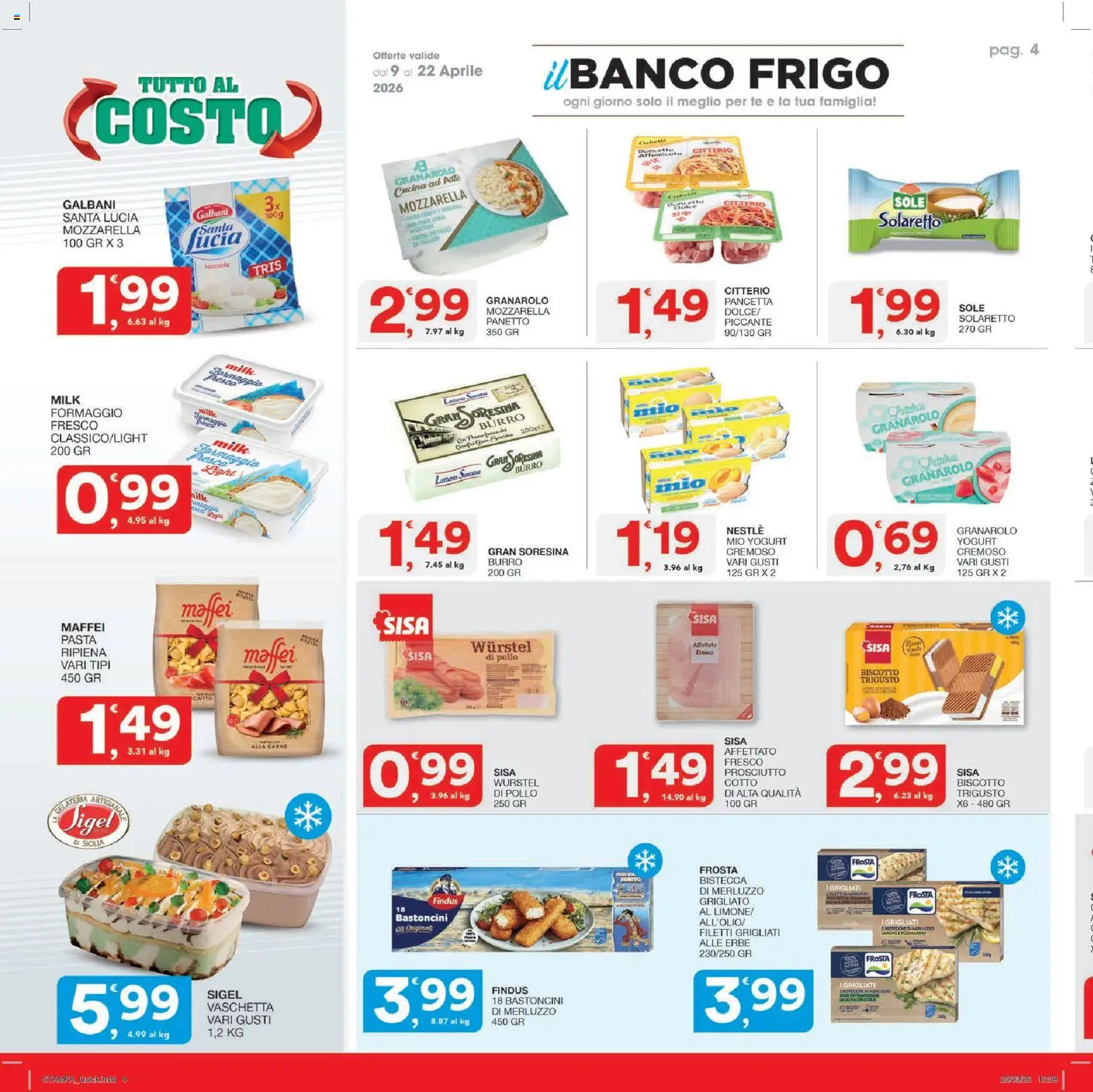 Volantino SISA del 09.04.2026 | Pagina: 4 | Prodotti: Rosmarino, Tè, Mozzarella, Wurstel