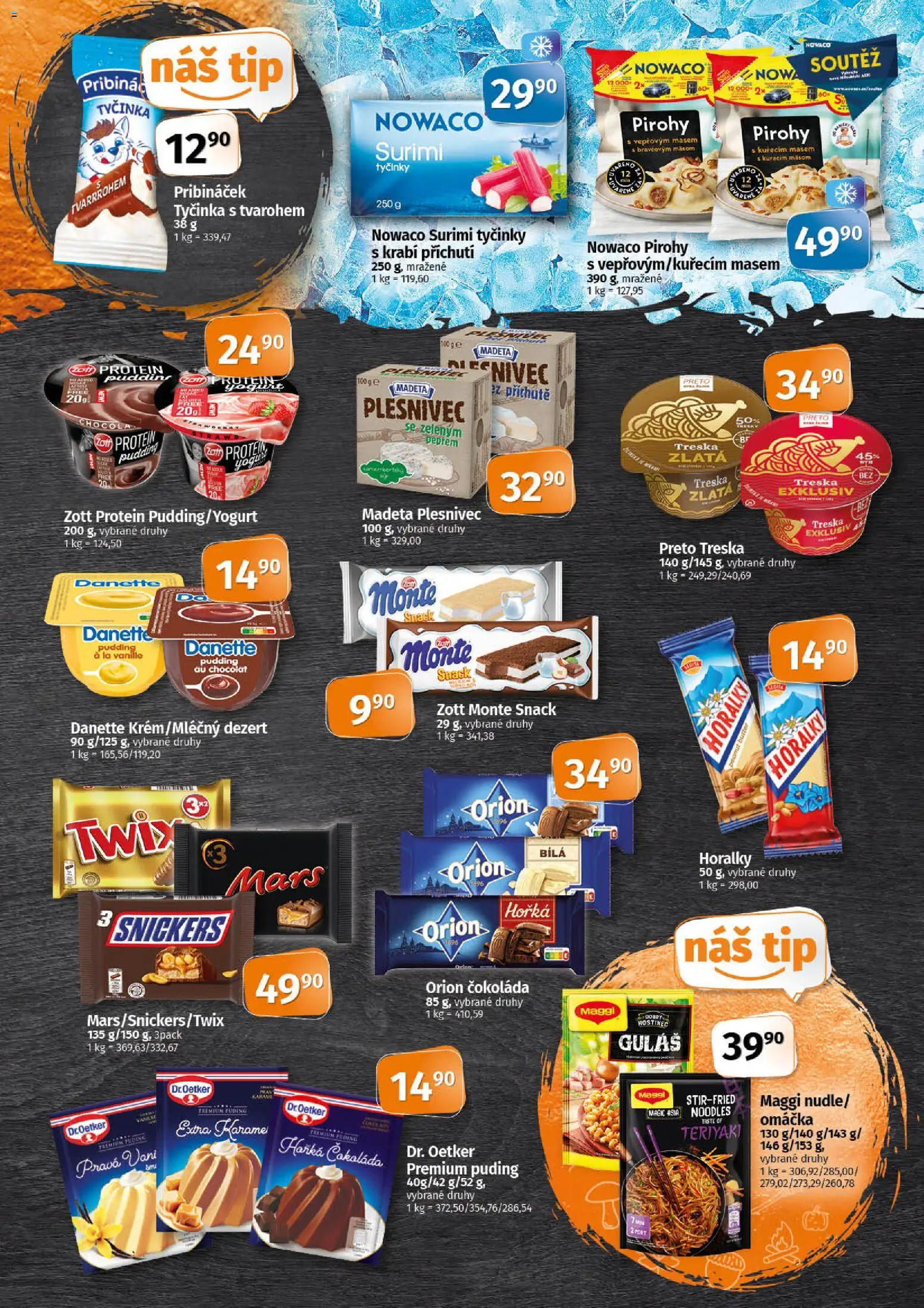 Coop leták - Tip Extra od 29.10.2025 | Strana: 3 | Produkty: Pribináček, Tyčinky, Horalky, Surimi