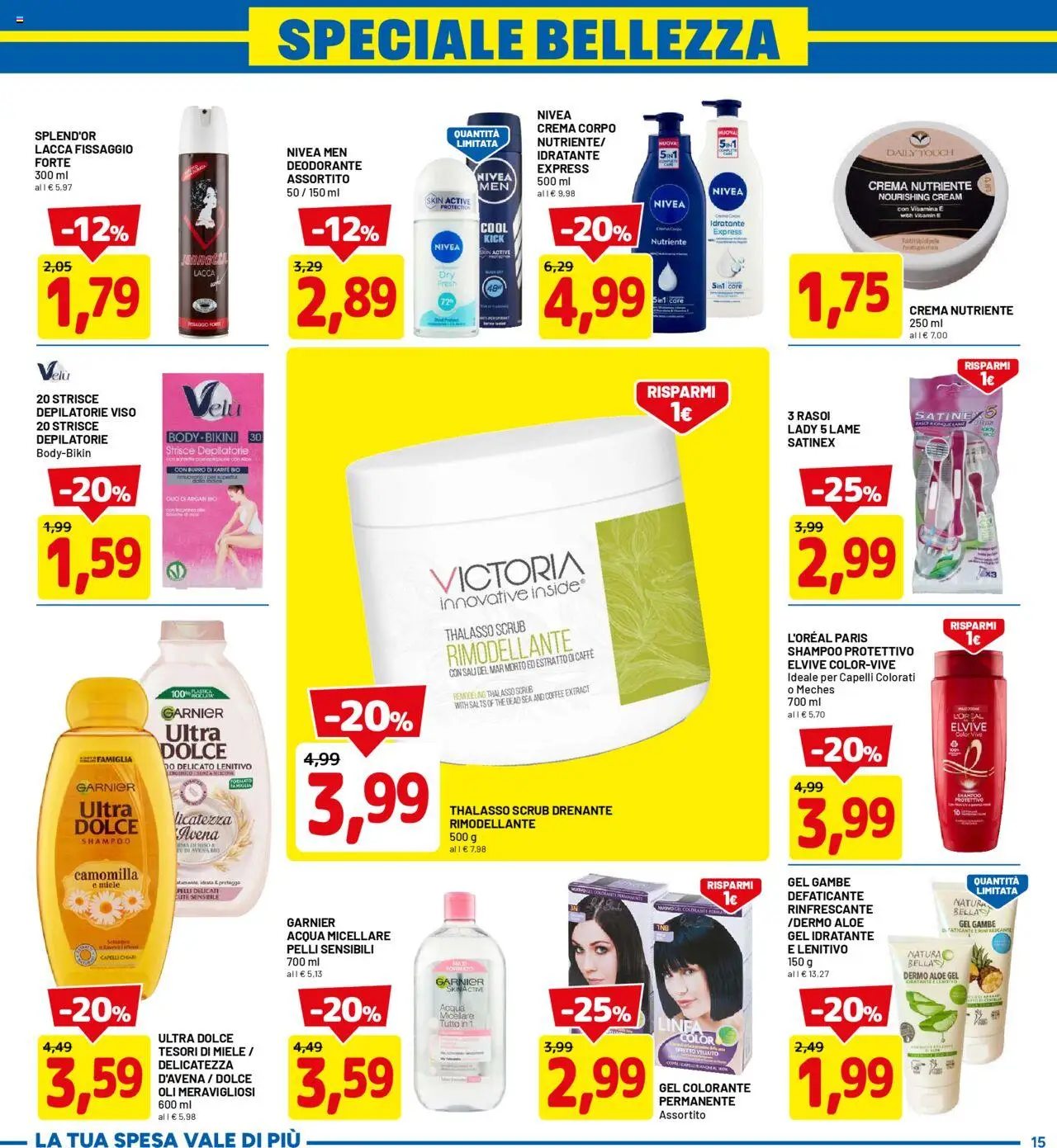 Volantino D Più del 18.08.2025 | Pagina: 15 | Prodotti: Shampoo, Deodorante, Acqua, Miele