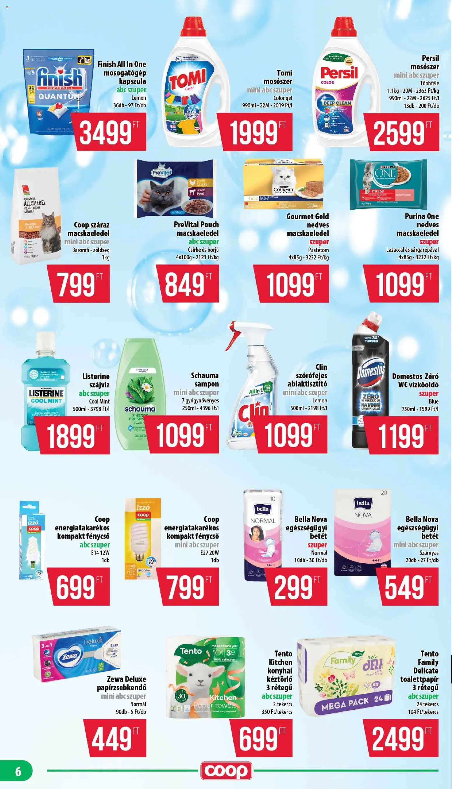 COOP akciós ujság - amely érvényes a következő dátumtól: 19.03.2026 | Oldal: 6 | Termékek: Persil, Macskaeledel, Izzó, WC