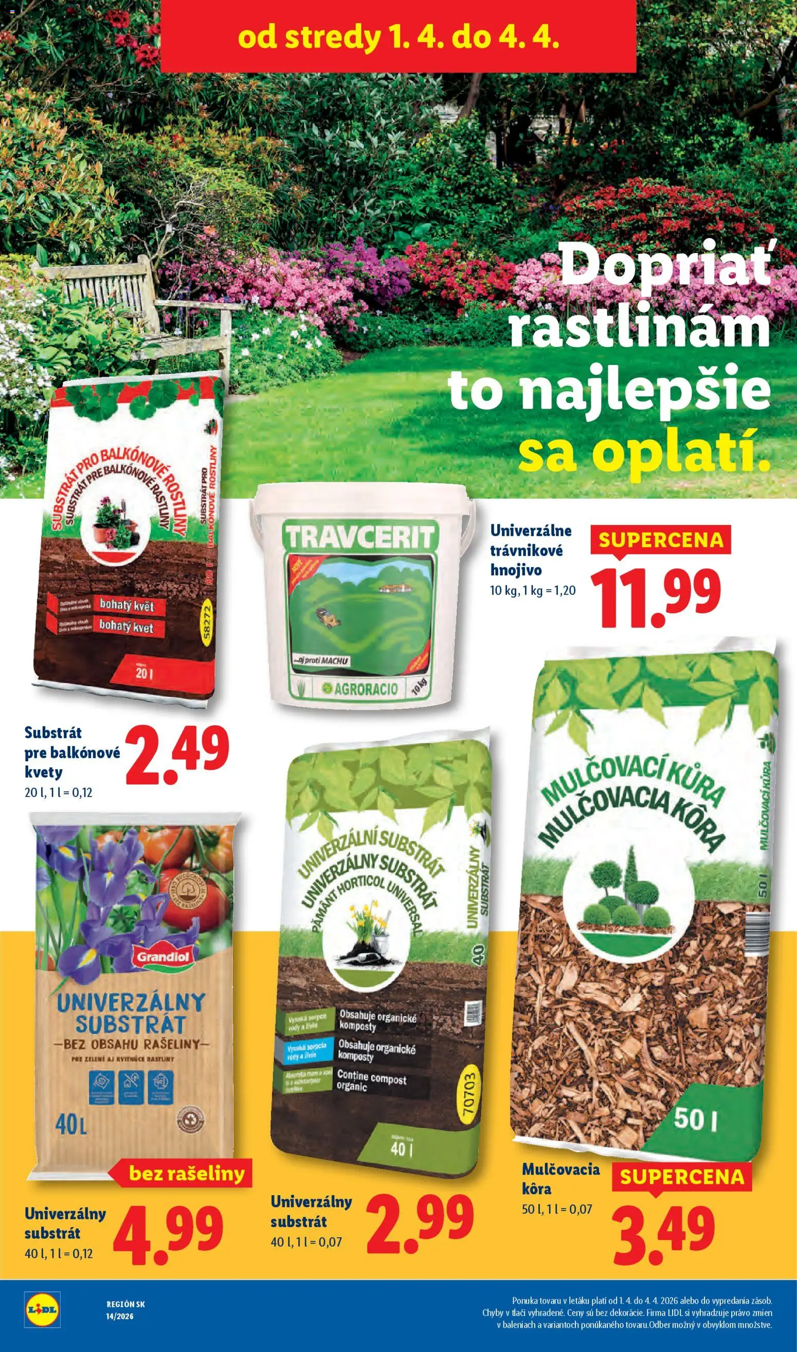 Nové Lidl akcie – leták je platný od 30.03.2026 | Strana: 91 | Produkty: Mulčovacia kôra, Kvety, Substrát