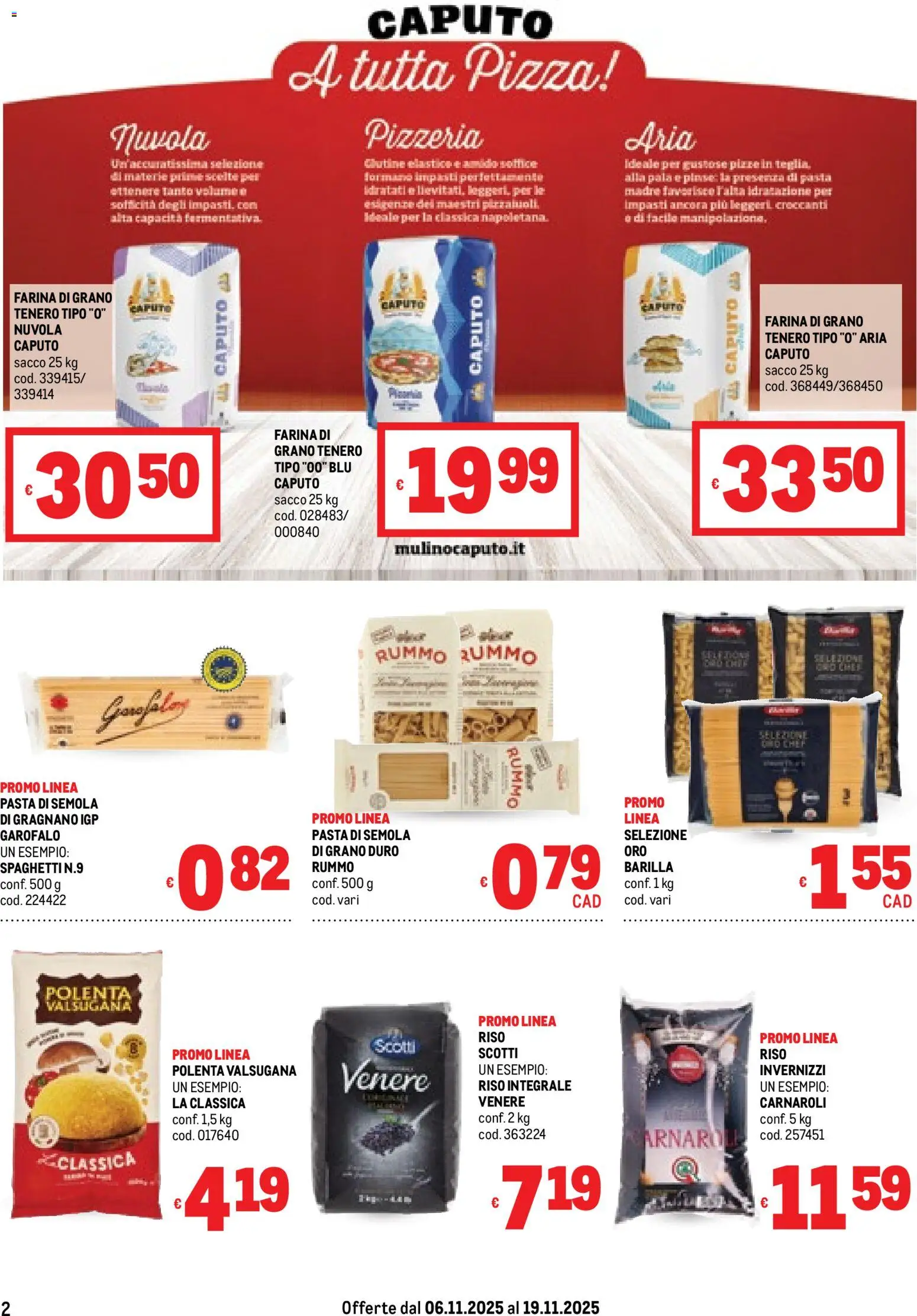 Volantino Metro del 06.11.2025 | Pagina: 2 | Prodotti: Pizza, Riso, Farina, Pasta