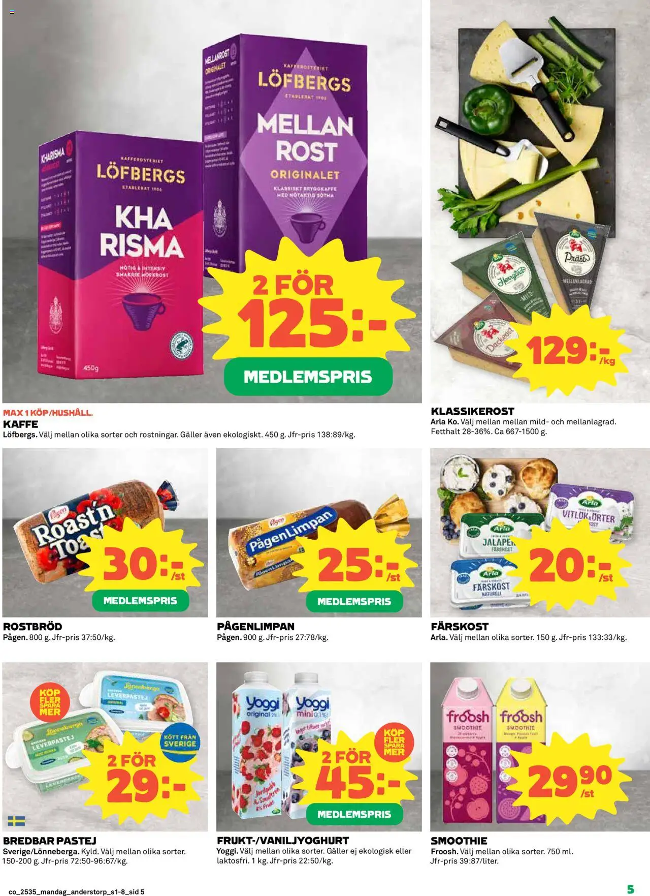 Coop reklamblad aktuell från 25.08.2025 | Sida: 5 | Produkter: Galler, Leverpastej, Vitlök, Yoggi