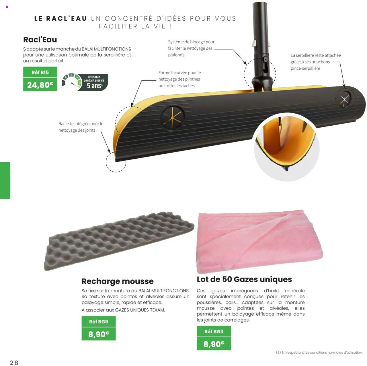  | Page: 28 | Produits: Mousse, Raclette, Balai