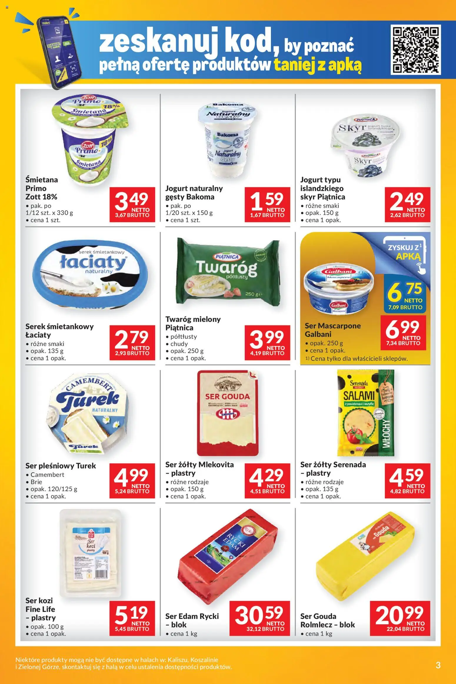 Makro Gazetka - Mega oferty dla Twojego Sklepu od 12.11.2025 | Strona: 3 | Produkty: Serek, Ser mascarpone, Ser gouda, Skyr