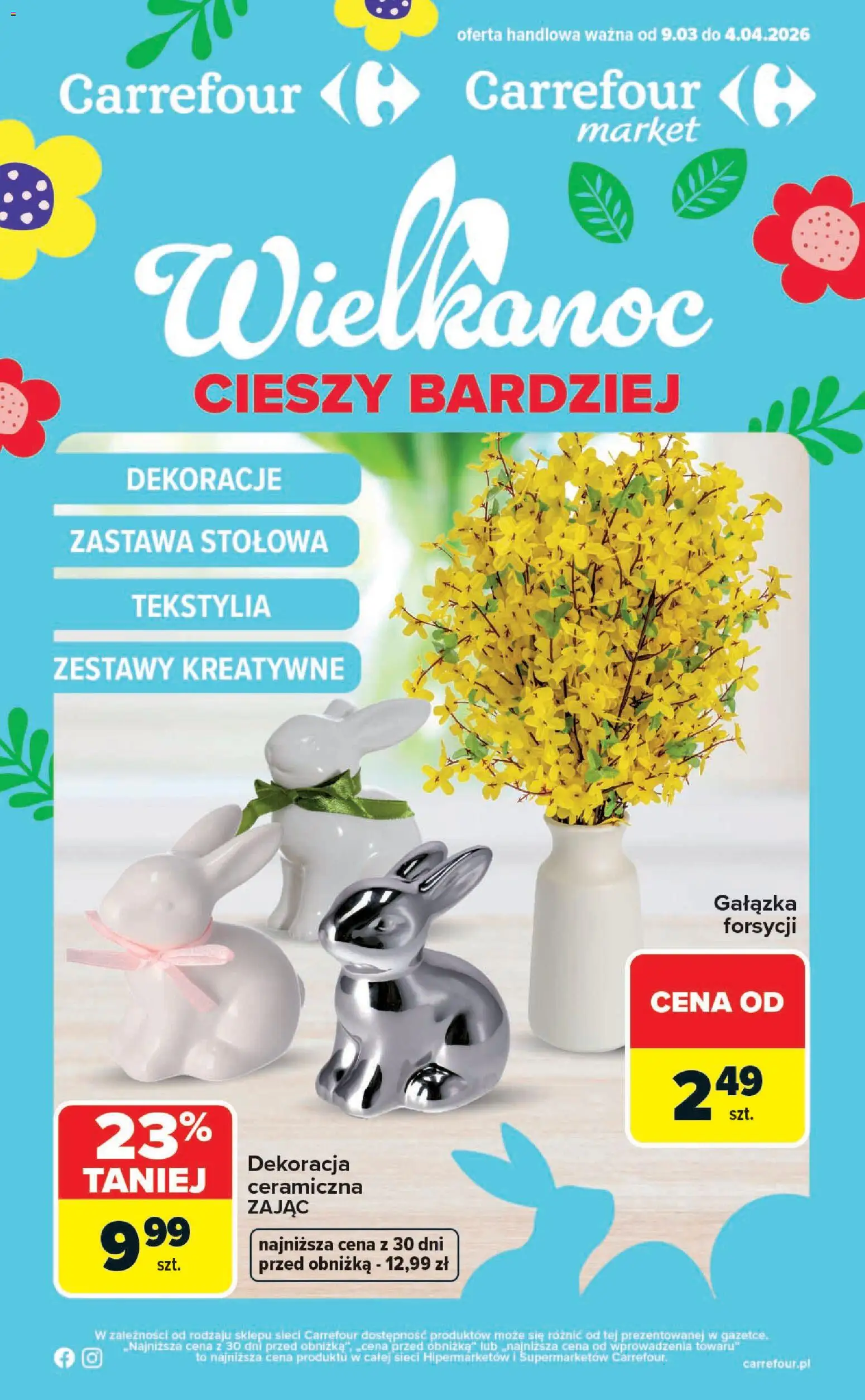 Carrefour gazetka - Wielkanoc cieszy bardziej od 09.03.2026 | Strona: 1 | Produkty: Tekstylia
