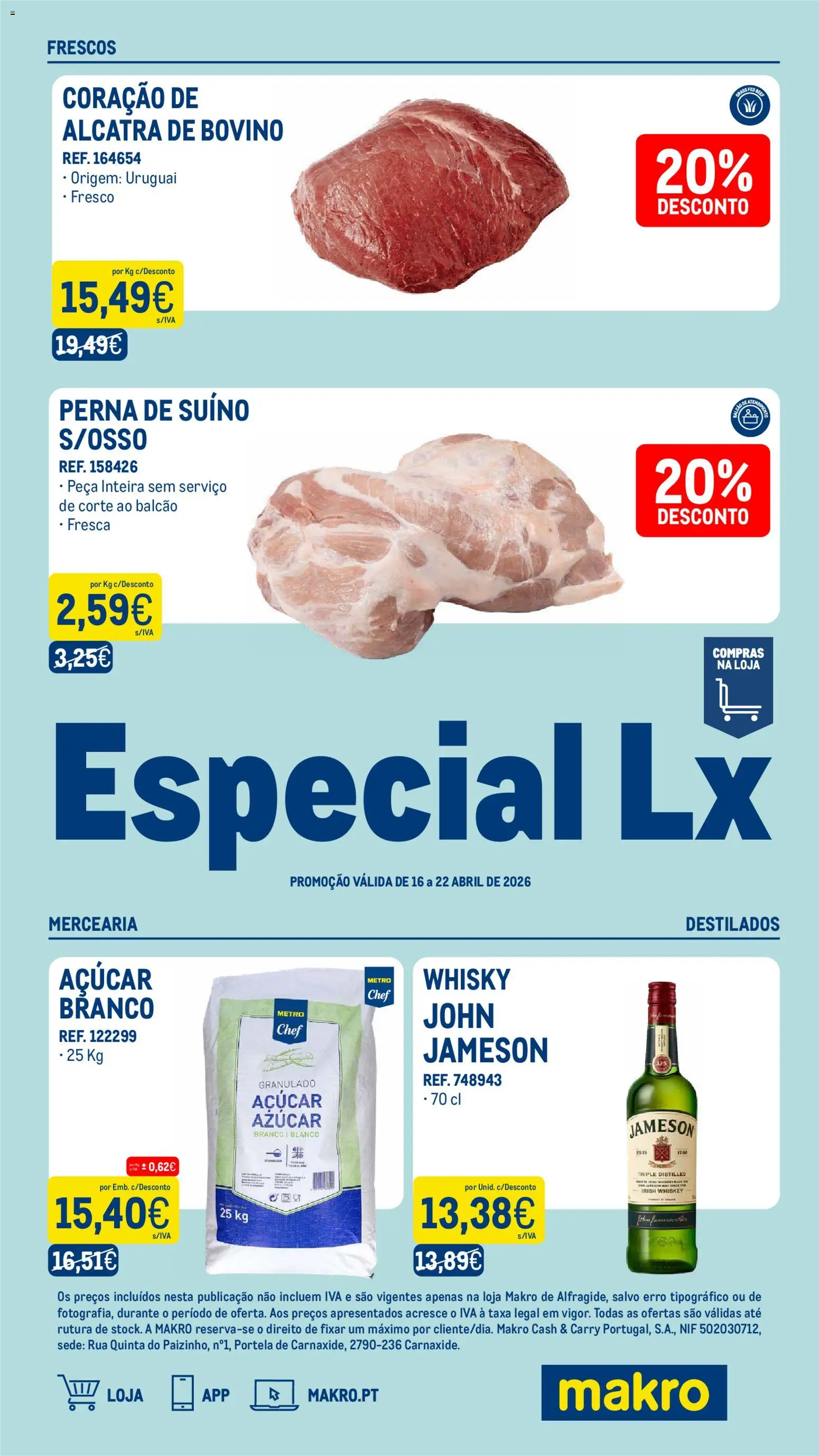 Makro Especial Lx Semana 16 Delivery │ válido de 16.04.2026 | Página: 1 | Produtos: Whisky, Açúcar