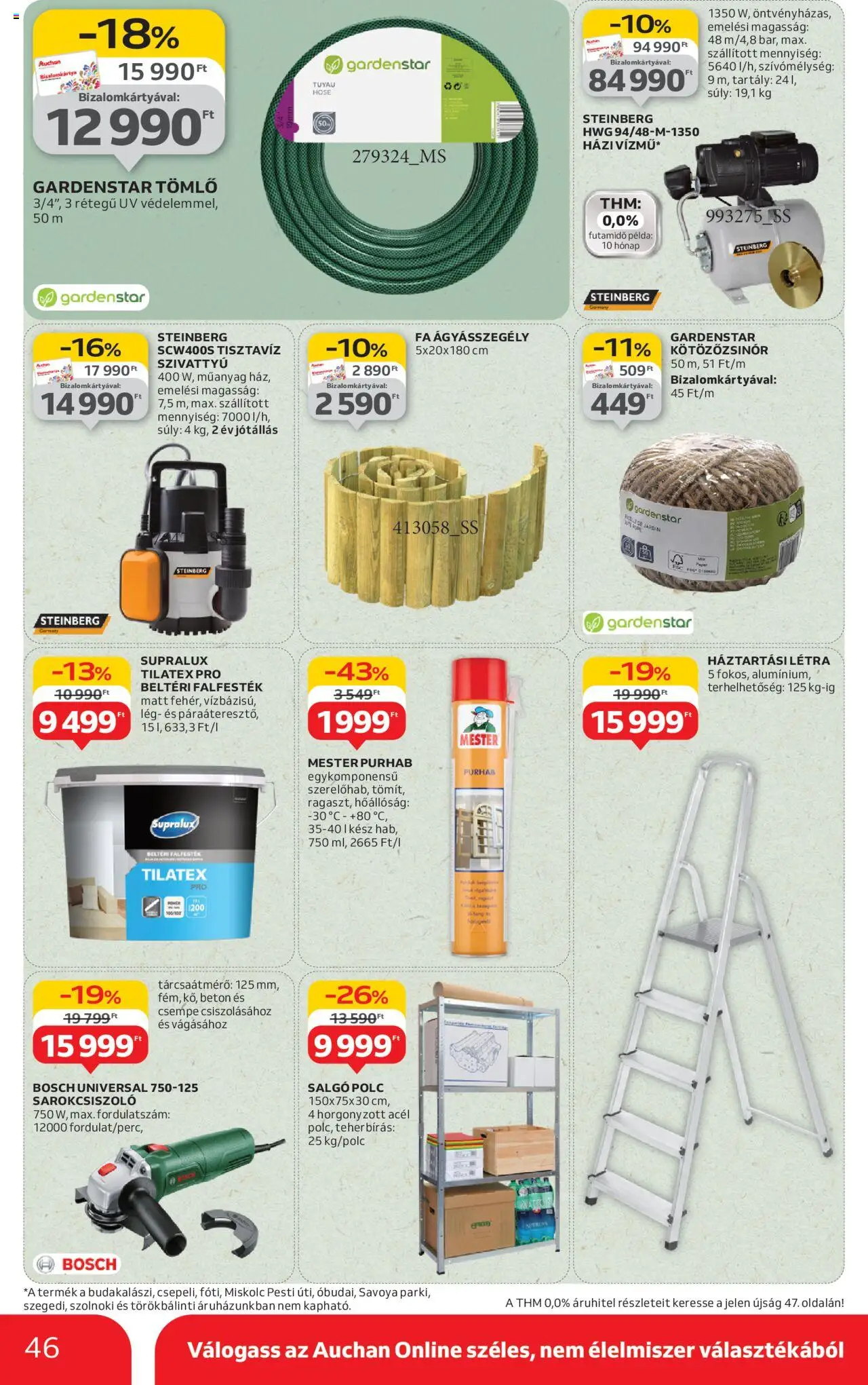 Auchan akciós ujság - amely érvényes a következő dátumtól: 07.08.2025 | Oldal: 46 | Termékek: Ágyásszegély, Tömlő, Szivattyú, Só