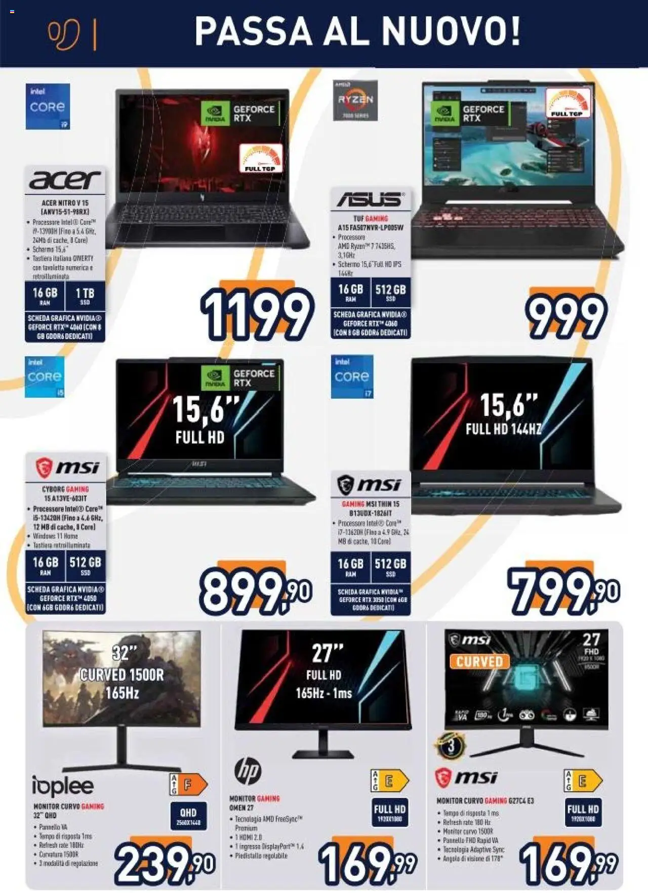 Volantino Unieuro del 30.05.2025 | Pagina: 16 | Prodotti: Schermo, Monitor, Top, Tastiera