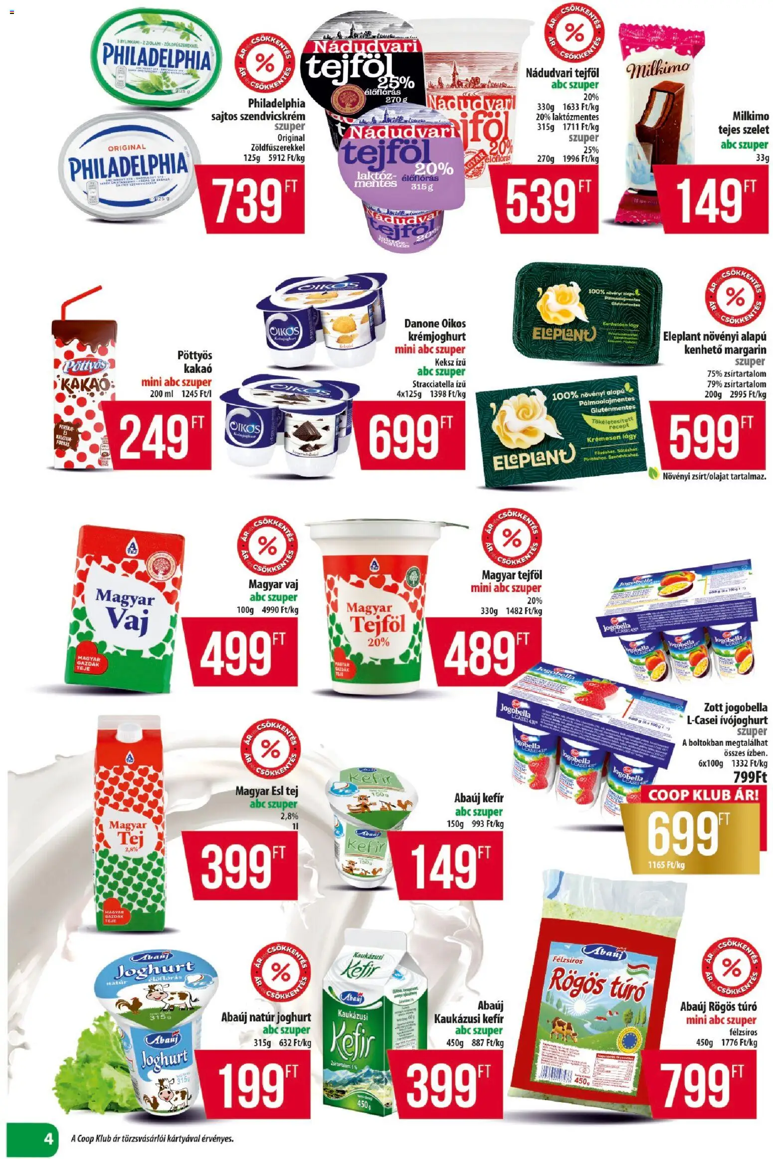 COOP akciós ujság - amely érvényes a következő dátumtól: 15.01.2026 | Oldal: 4 | Termékek: Szendvicskrém, Vaj, Gluténmentes, Túró