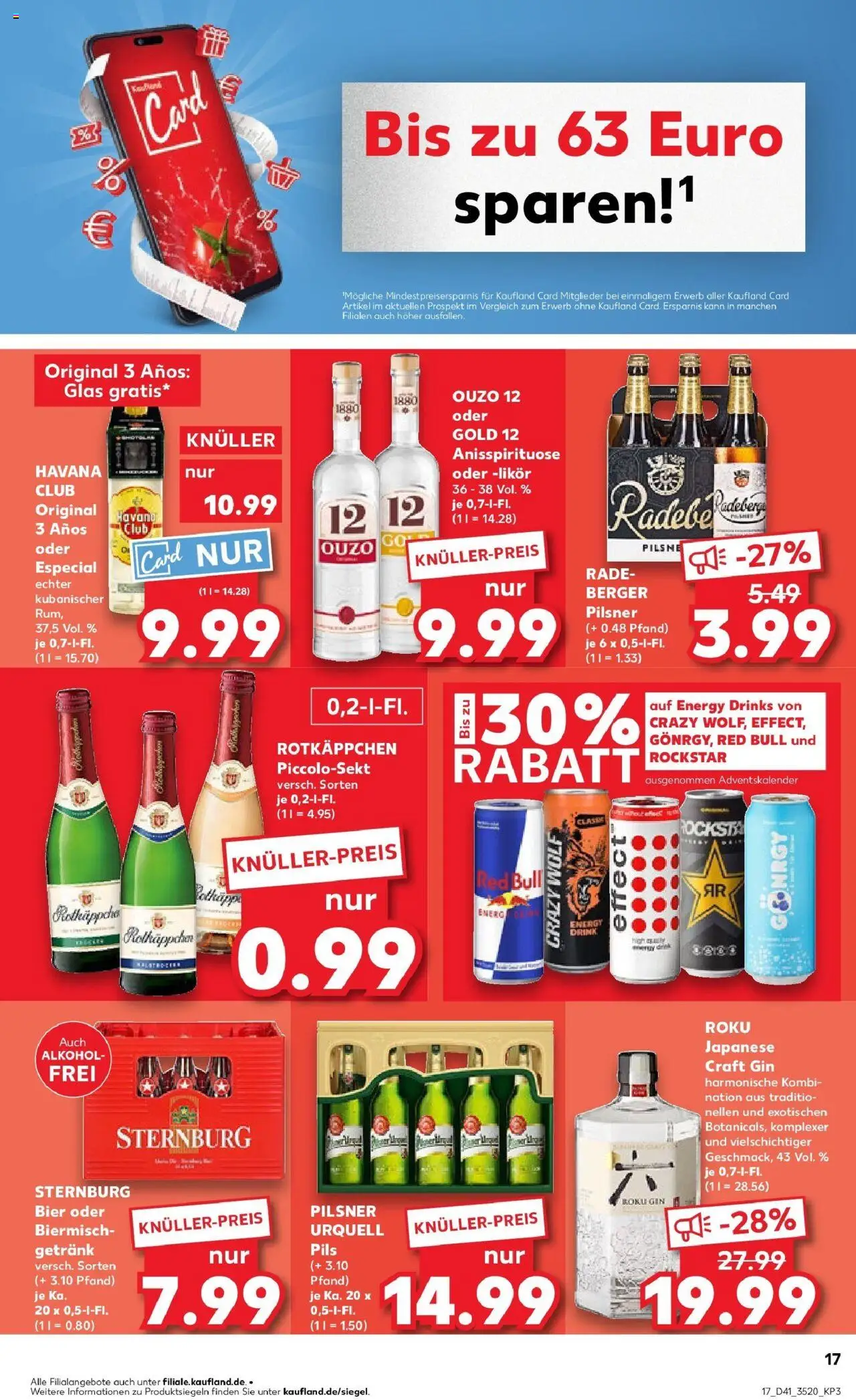 Kaufland prospekt Ludwigsfelde	 – gültig ab 13.10.2025 | Seite: 17 | Produkte: Havana club, Red bull, Pilsner urquell, Gin