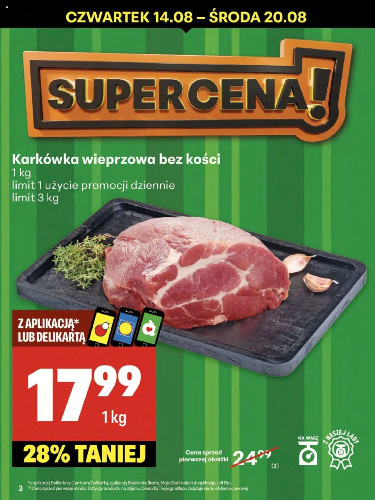 Delikatesy Centrum Gazetka - Sklepy Własne od 14.08.2025 | Strona: 3 | Produkty: Karkówka, Karkówka wieprzowa, Delikatesy