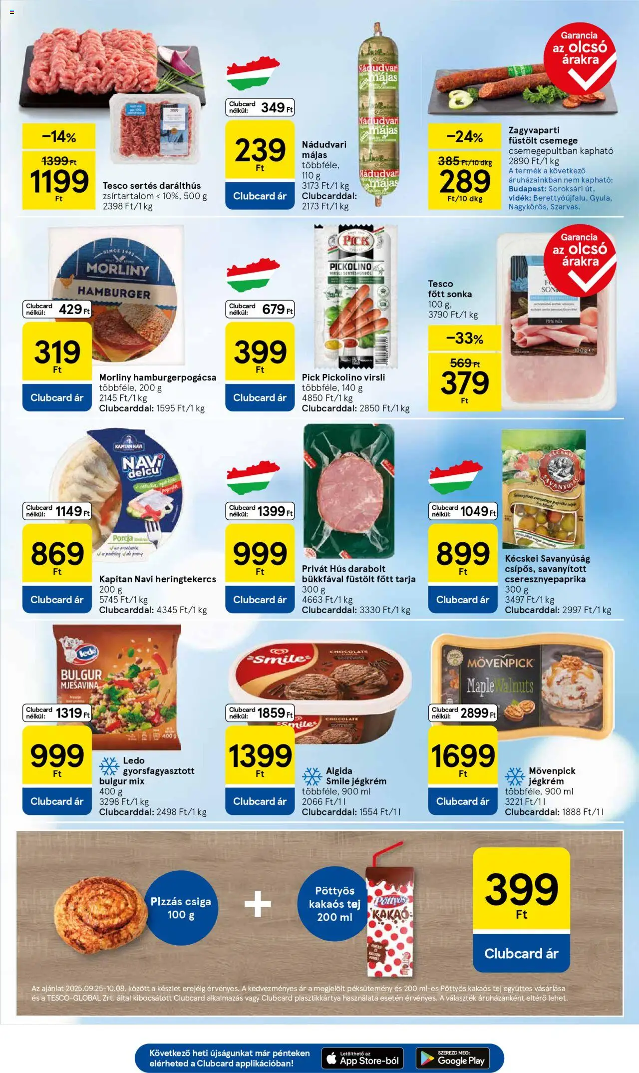 Tesco akciós ujság - amely érvényes a következő dátumtól: 25.09.2025 | Oldal: 3 | Termékek: Virsli, Pick, Tej, Kakaós tej