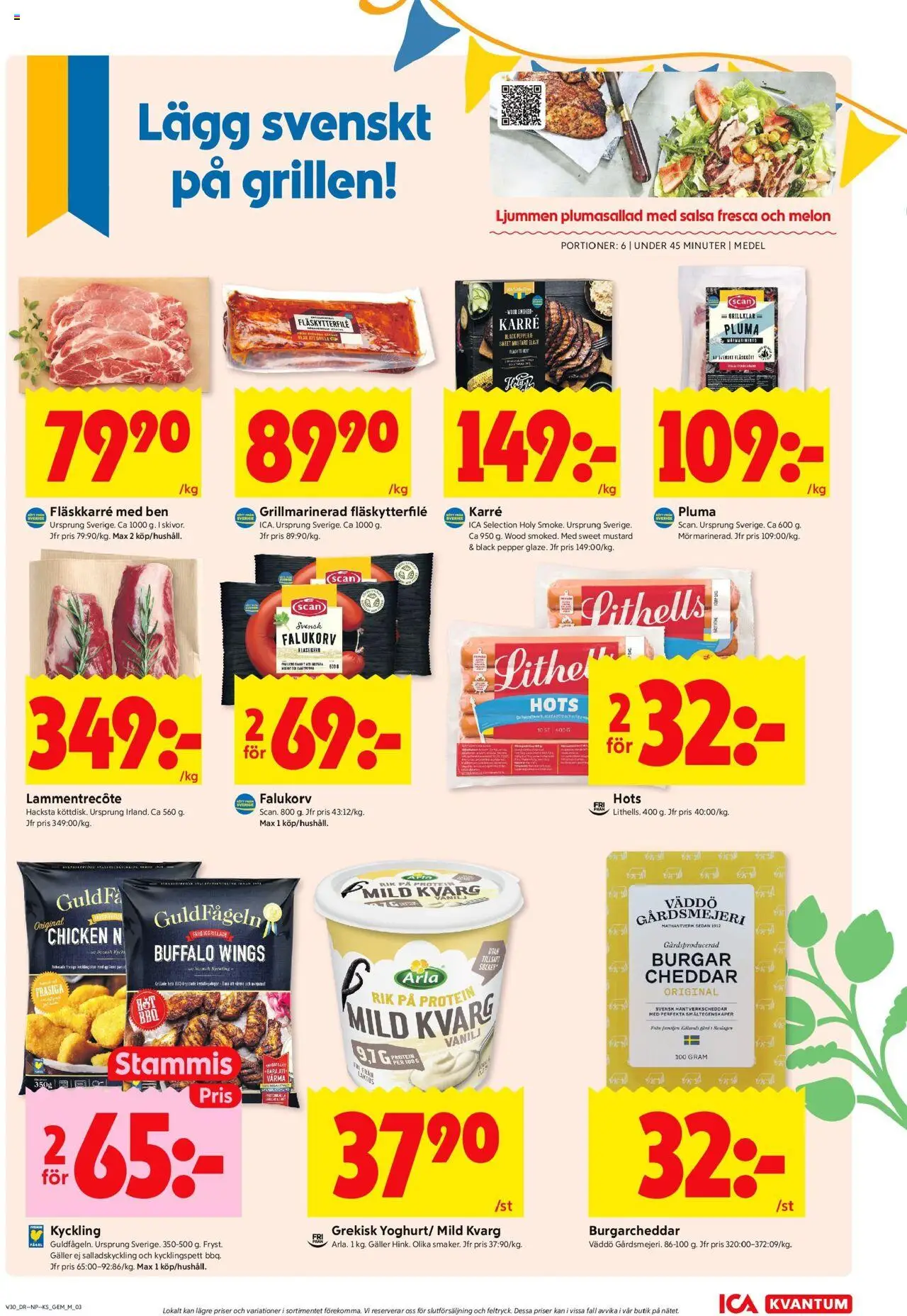 ICA Kvantum reklamblad aktuell från 21.07.2025 | Sida: 3 | Produkter: Salsa, Galler, Cheddar, Kvarg