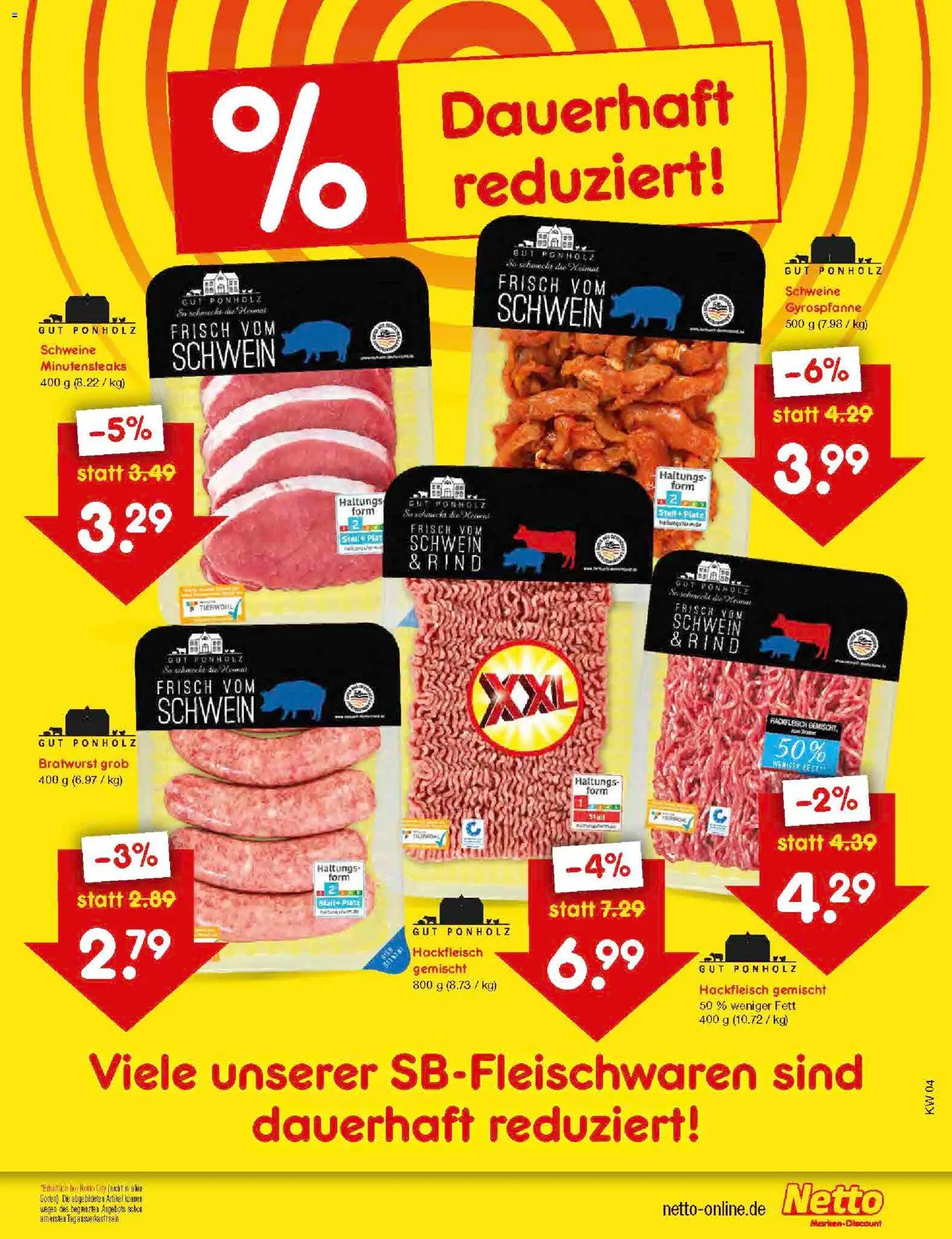 Netto Marken-Discount Preissenkung auf Dauer – gültig ab 19.01.2026 | Seite: 2 | Produkte: Bratwurst, Hackfleisch