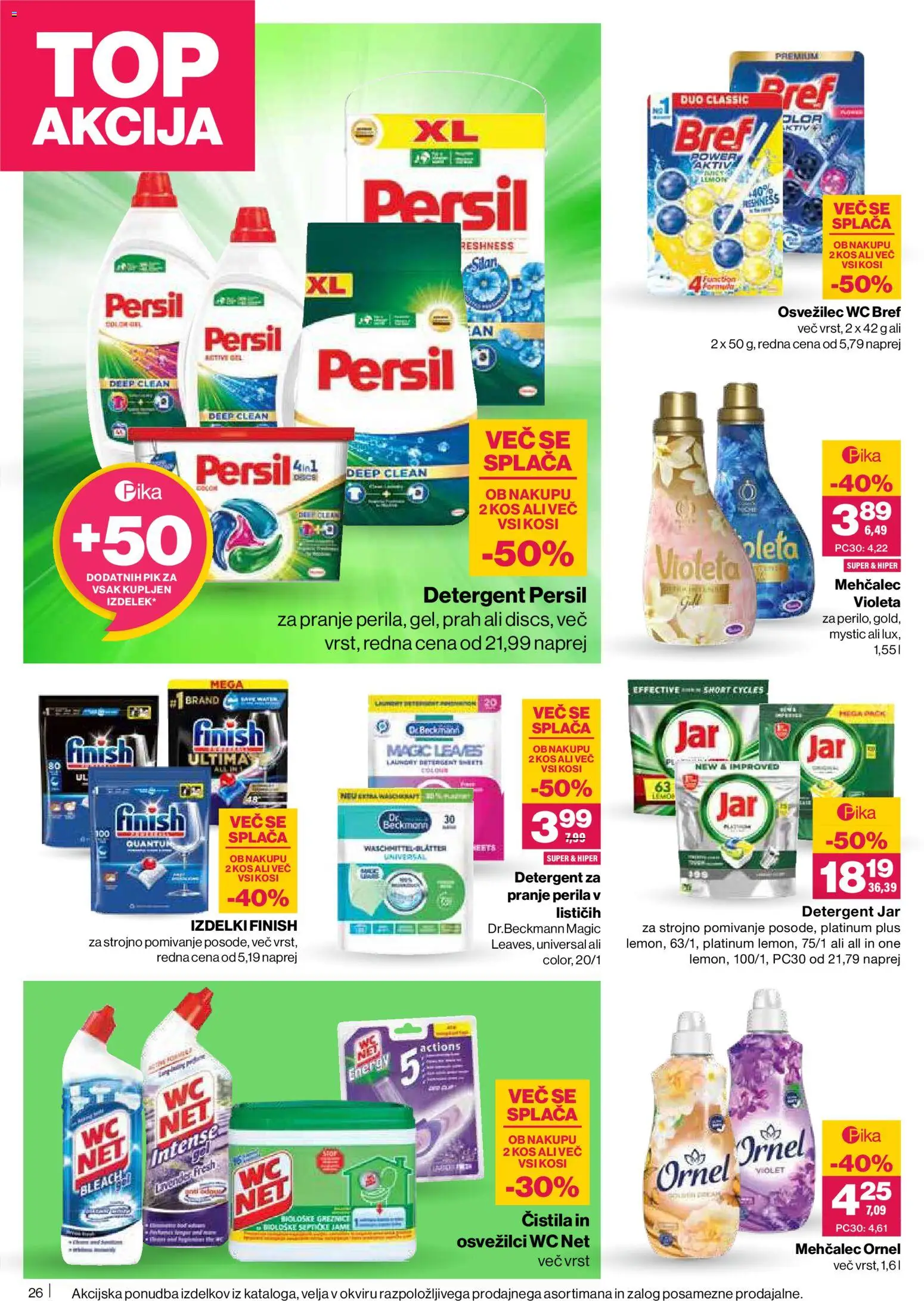 Novi Mercator katalog ponudbe – veljaven od 15.01.2026 | Stran: 26 | Izdelki: Mehčalec, Čistila, Kos, Detergent