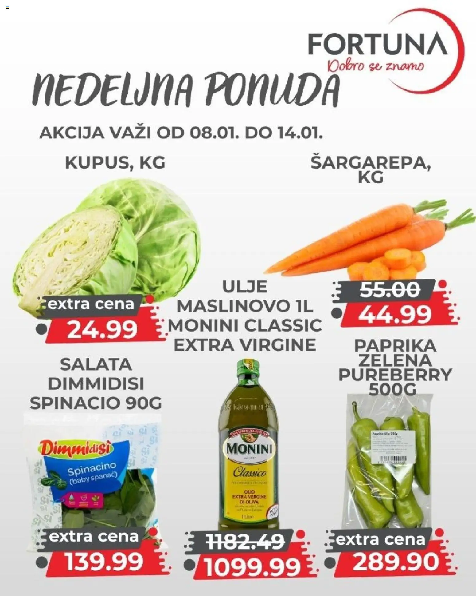 Fortuna Market katalog - važi od 08.01.2026 | Strana: 3 | Proizvode: Spanać, Salata, Paprika, Ulje