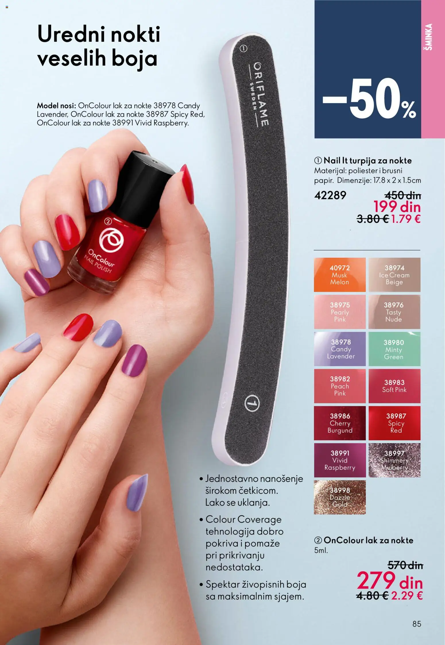 Oriflame katalog - važi od 10.12.2025 | Strana: 85 | Proizvode: Turpija za nokte, Šminka, Lak za nokte, Candy
