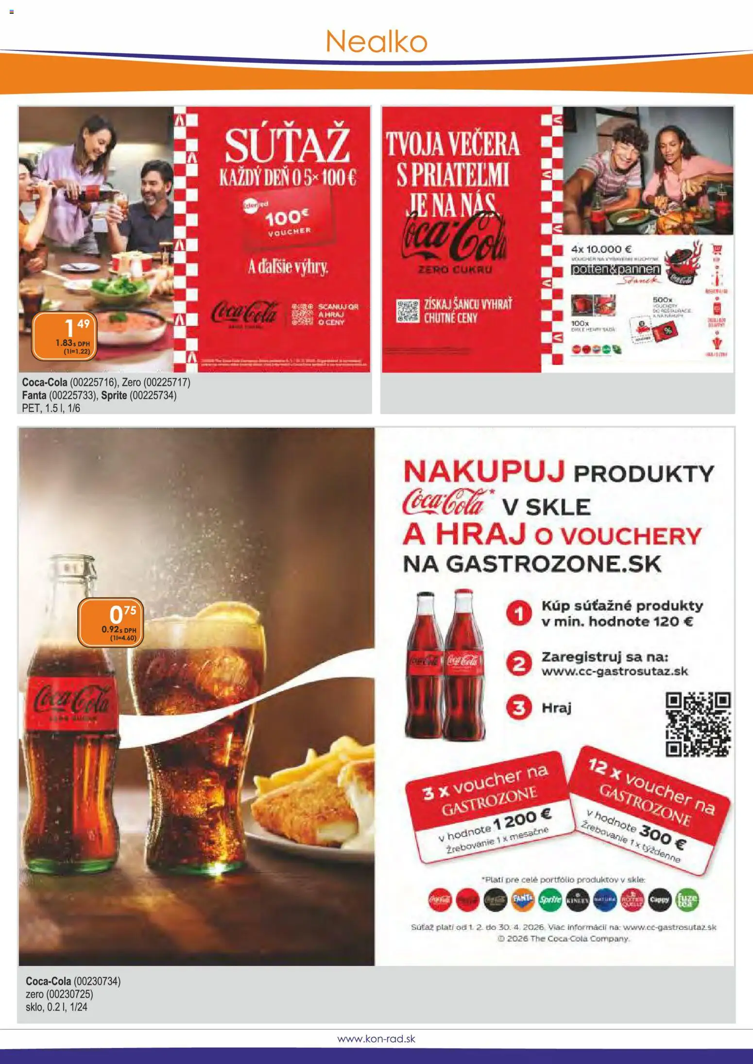 Nové KON - RAD akcie – leták je platný od 01.03.2026 | Strana: 27 | Produkty: Sprite, Fanta, Coca cola, Cola
