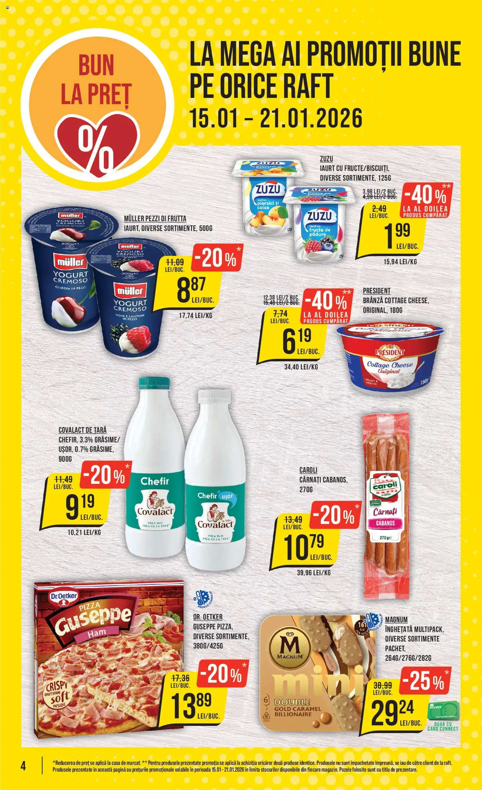 Noul catalog Mega Image – valabil de la 15.01.2026 | Pagină: 4 | Produse: Iaurt, Pizza, Ahtapot, Fructe