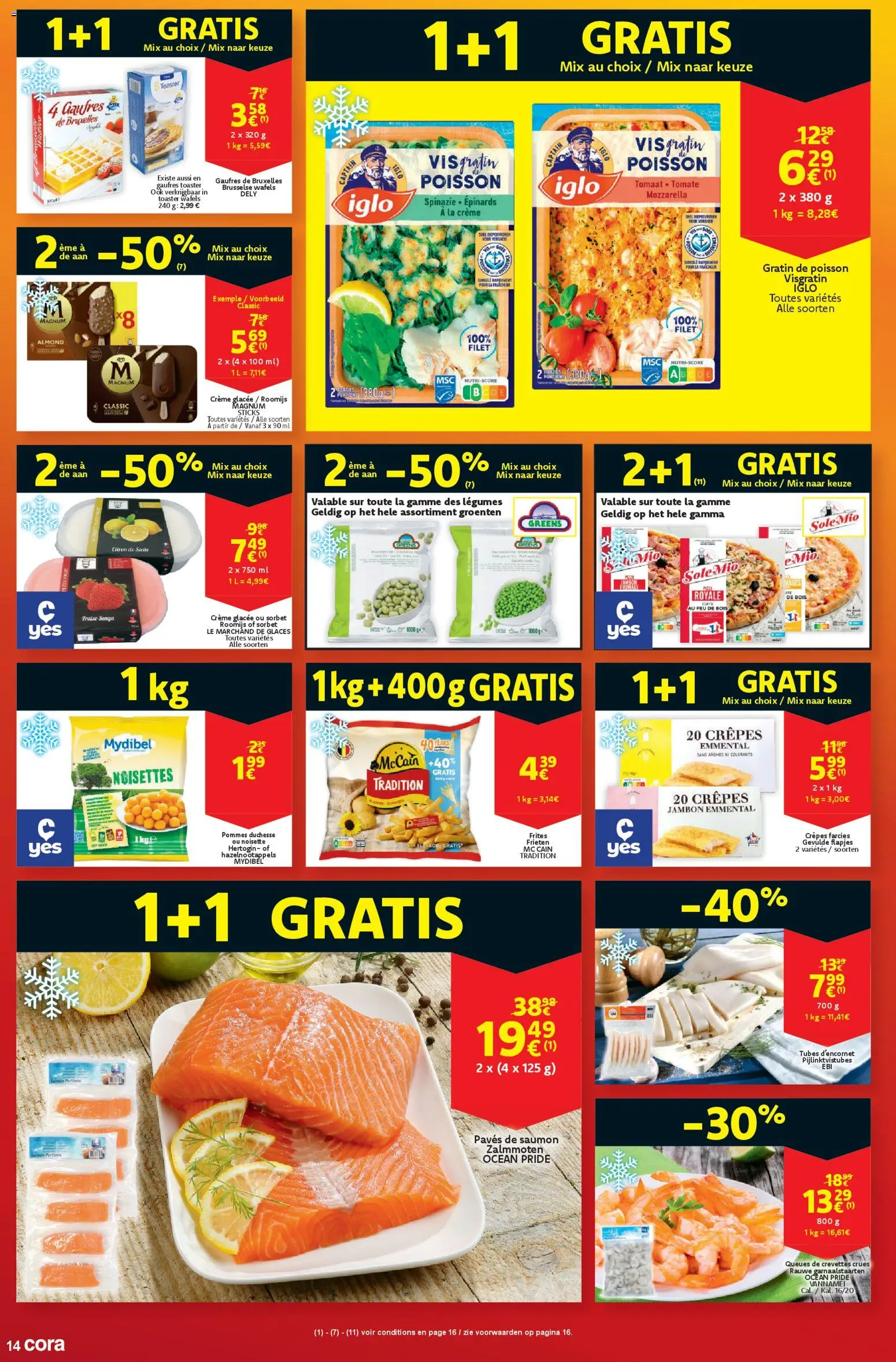 {H1} | Pagina: 14 | Producten: Wafels, Mozzarella, Crème, Spinazie