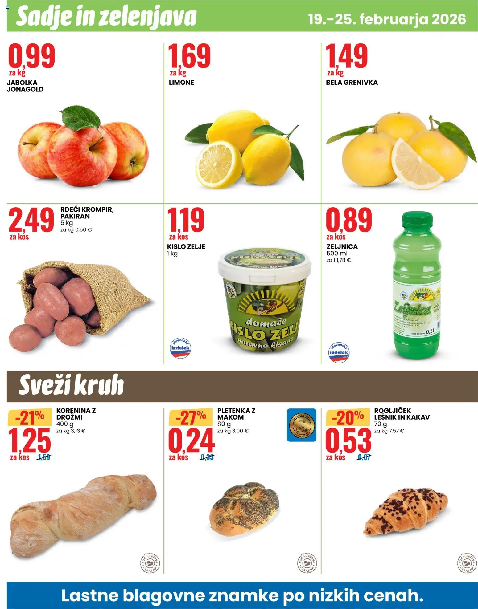 Novi Eurospin katalog ponudbe – veljaven od 19.02.2026 | Stran: 12 | Izdelki: Kos, Kruh, Zelenjava, Zelje