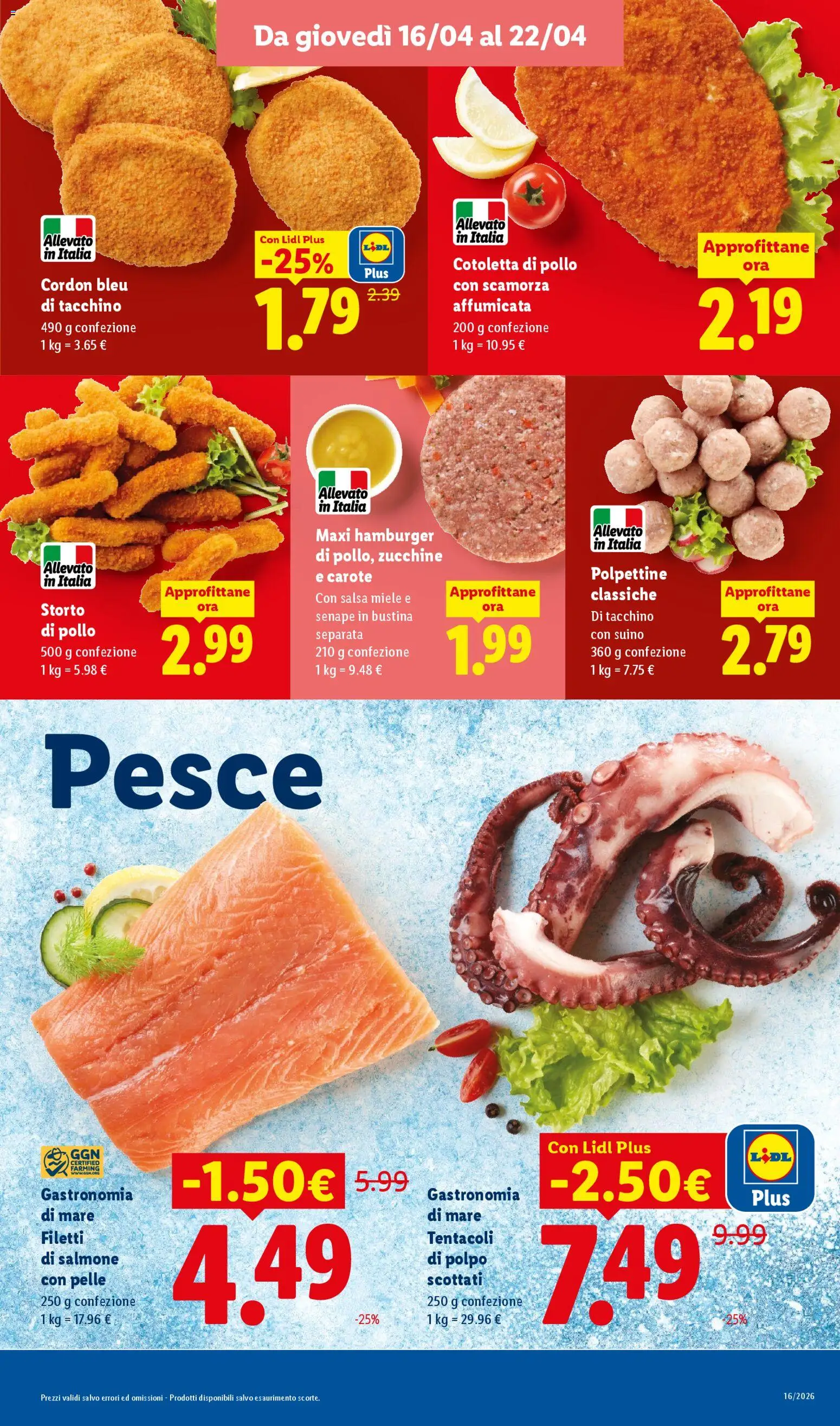 Volantino Lidl del 16.04.2026 | Pagina: 7 | Prodotti: Polpo, Salsa, Carote, Miele