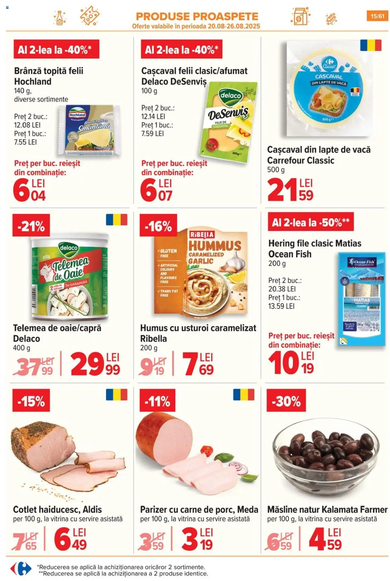 Catalog Carrefour – valabil de la 20.08.2025 | Pagină: 16 | Produse: Cașcaval, Măsline, Parizer, Smântână
