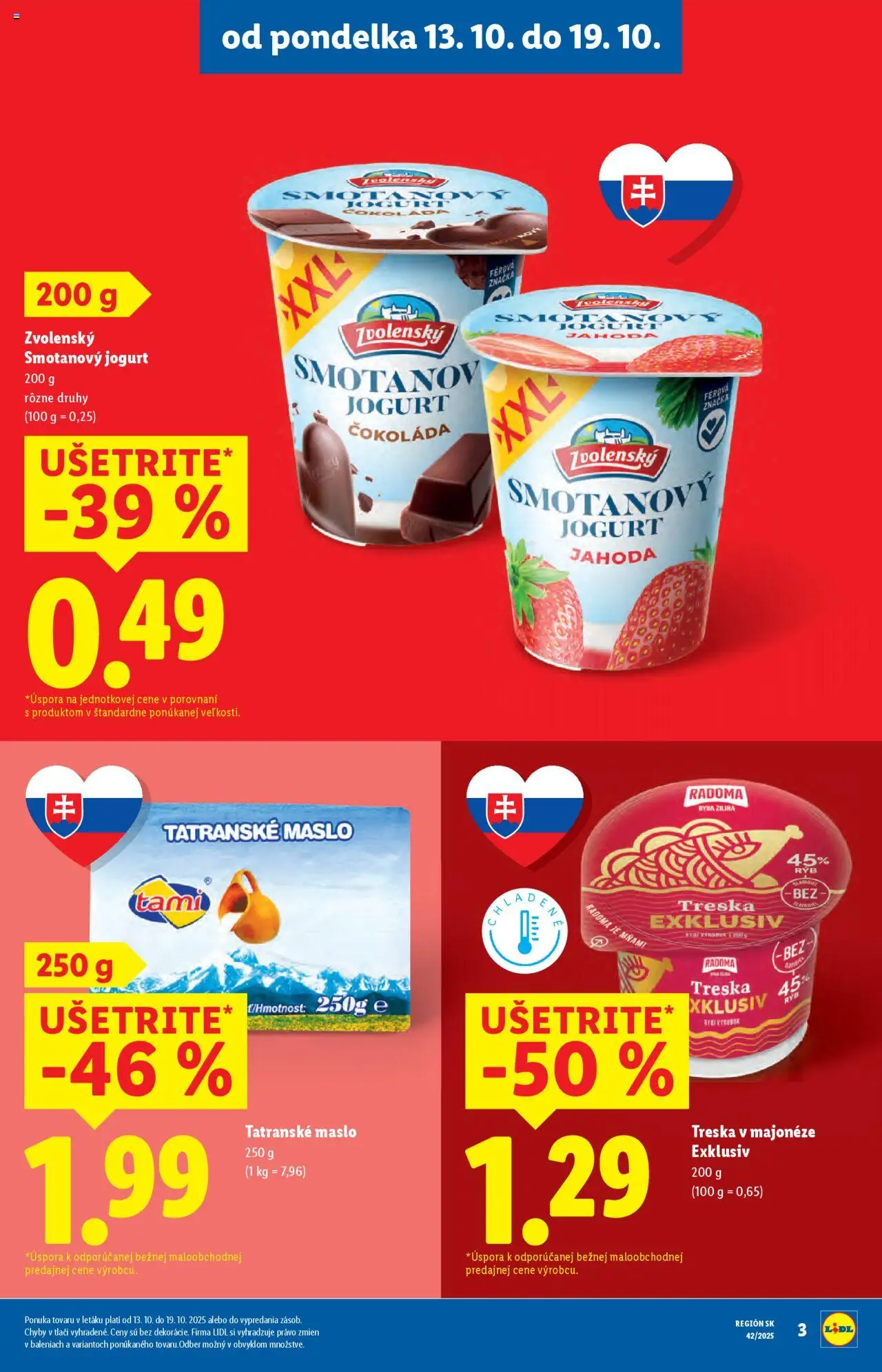 Nové Lidl akcie – leták je platný od 13.10.2025 | Strana: 5 | Produkty: Maslo, Jogurt, Čokoláda, Ryba