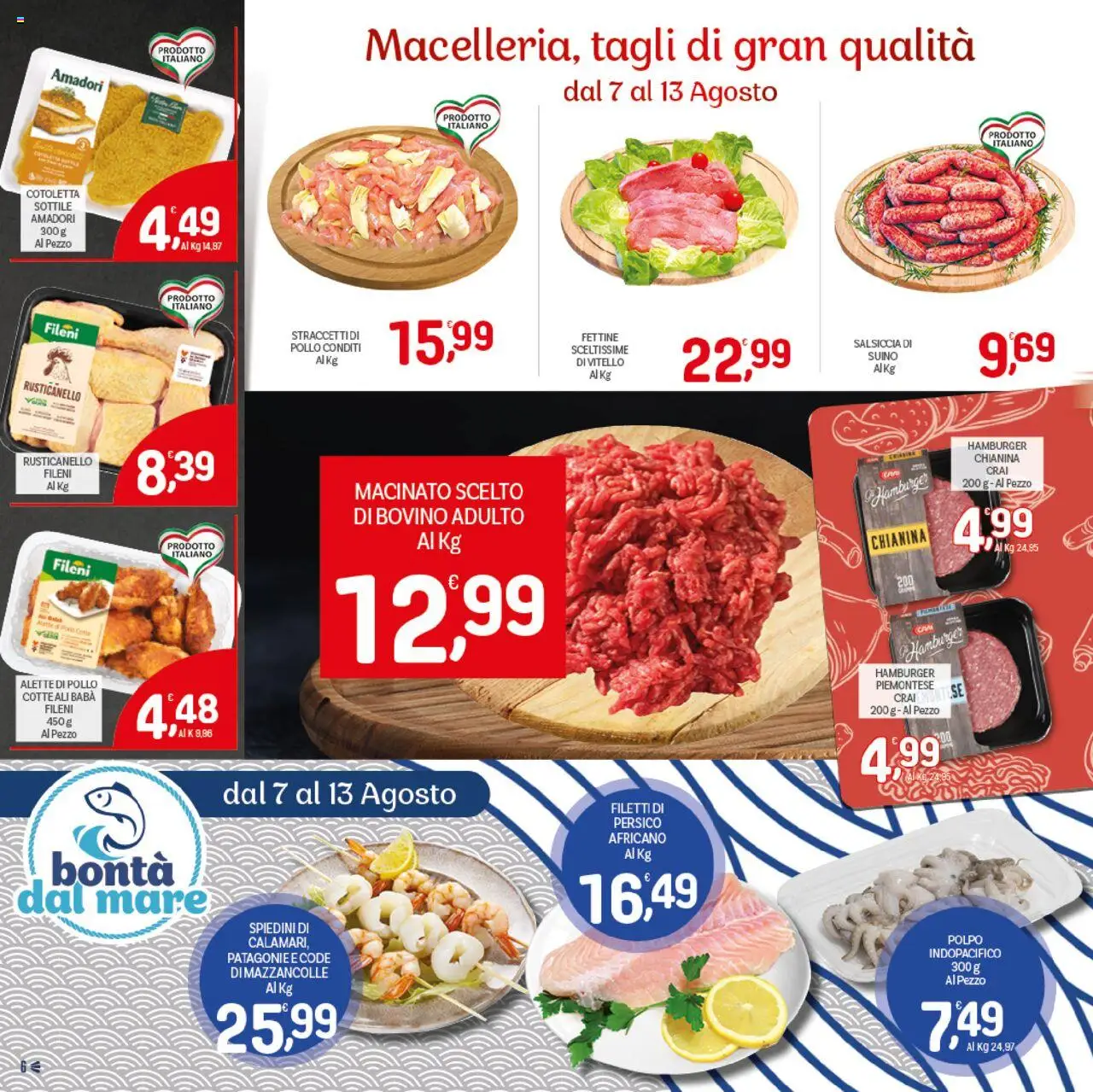 Volantino CRAI del 07.08.2025 | Pagina: 6 | Prodotti: Bovino, Polpo, Suino, Spiedini