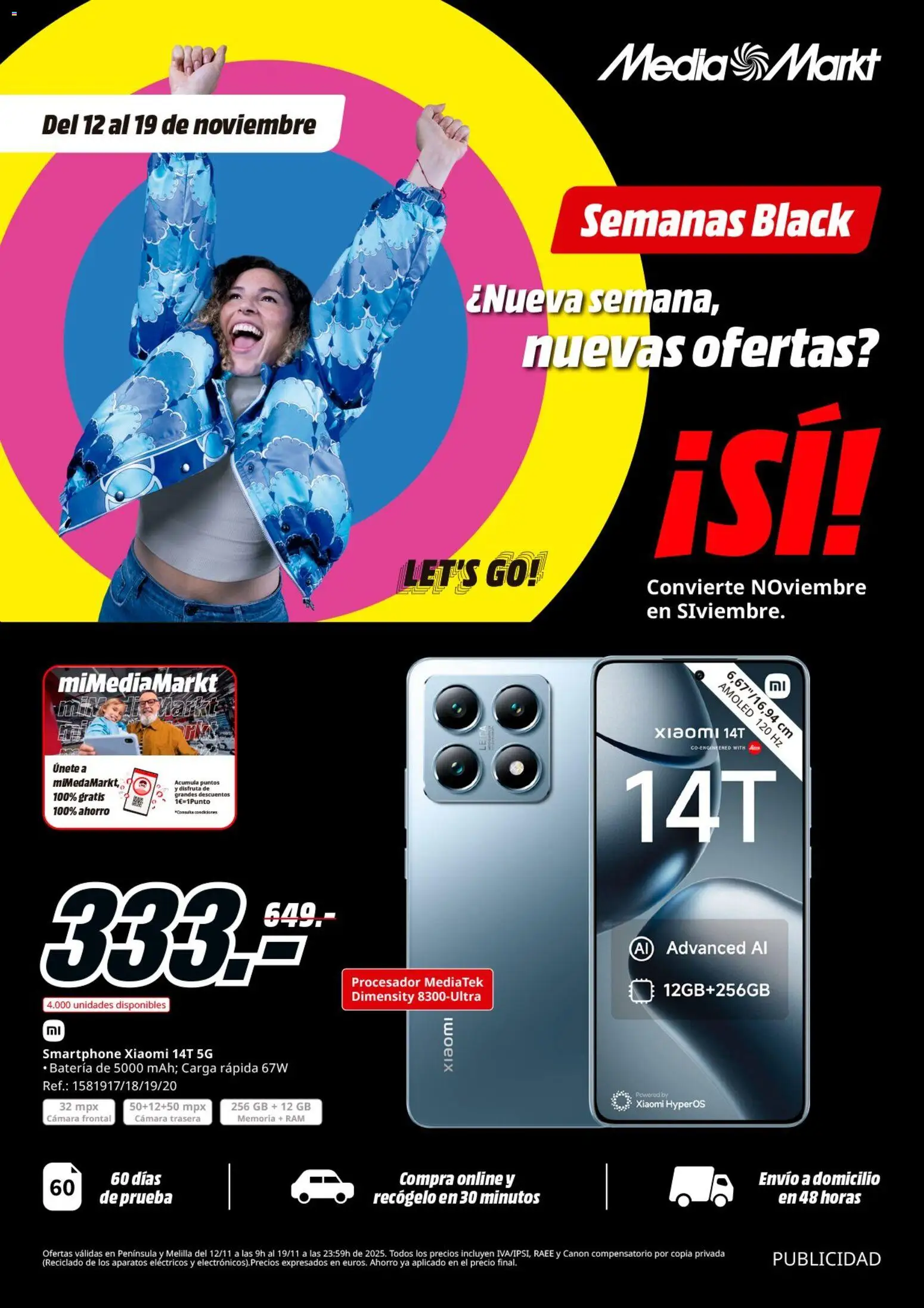Media Markt Black Friday │ válido desde el 12.11.2025 | Página: 1 | Productos: Smartphone Xiaomi, Smartphone, Cámara, Batería