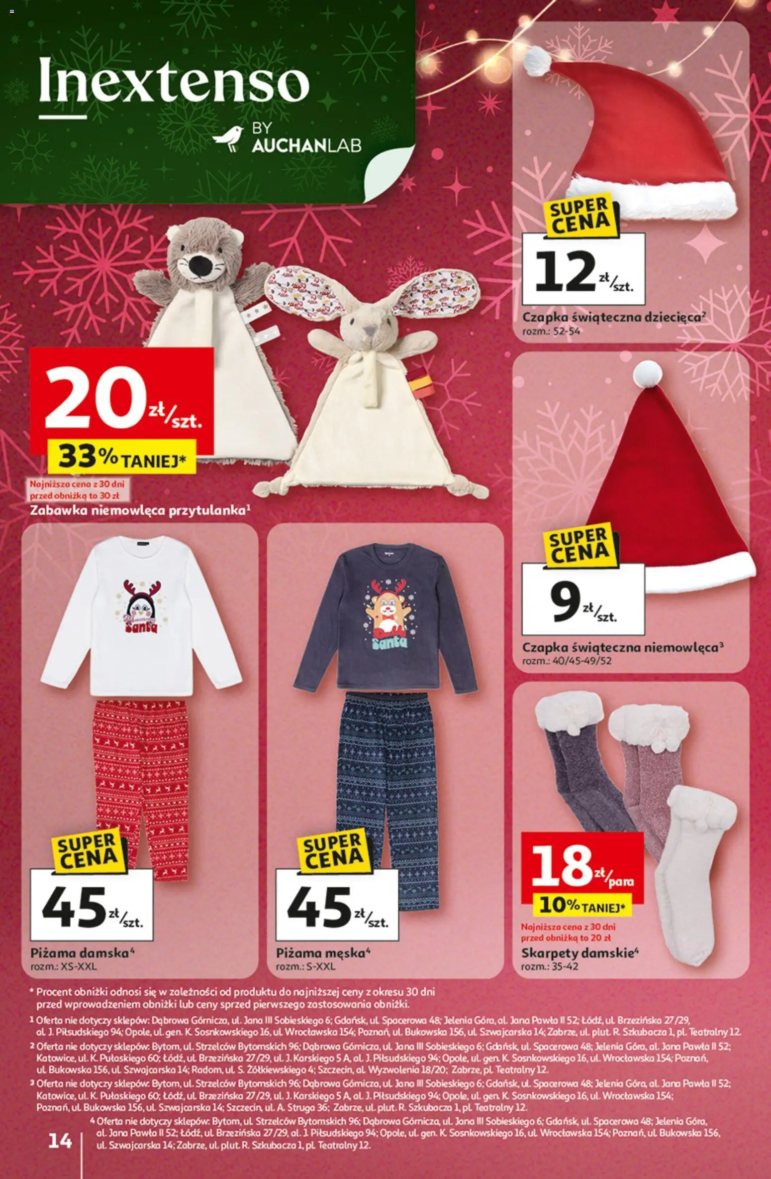 Auchan Gazetka - Katalog prezenty od 27.11.2025 | Strona: 14 | Produkty: Skarpety, Piżama, Czapka