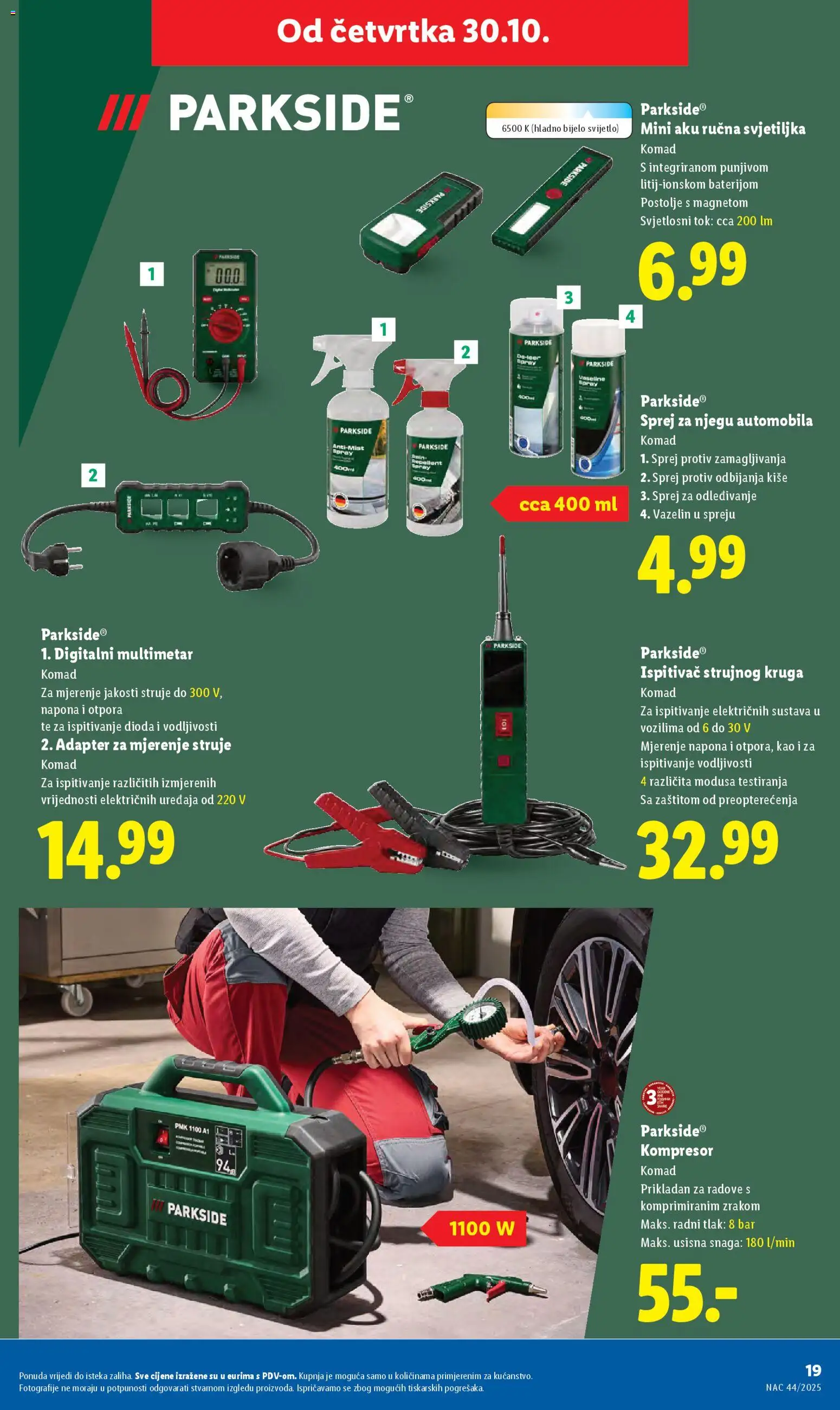 Lidl katalog | vrijedi od 29.10.2025 | Stranica: 19 | Proizvodi: Svjetiljka, Kompresor, Adapter, Parkside