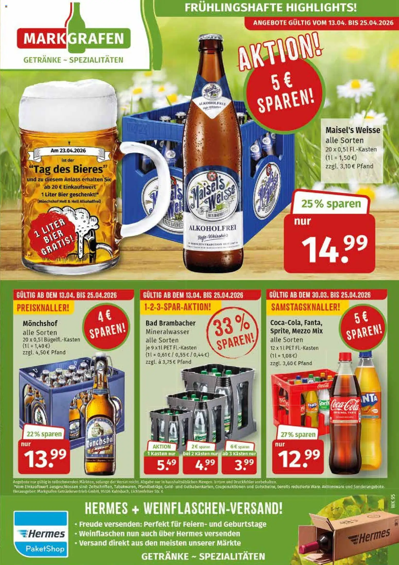 Markgrafen Prospekt – gültig ab 13.04.2026 | Seite: 1 | Produkte: Coca cola, Cola, Bier, Bad
