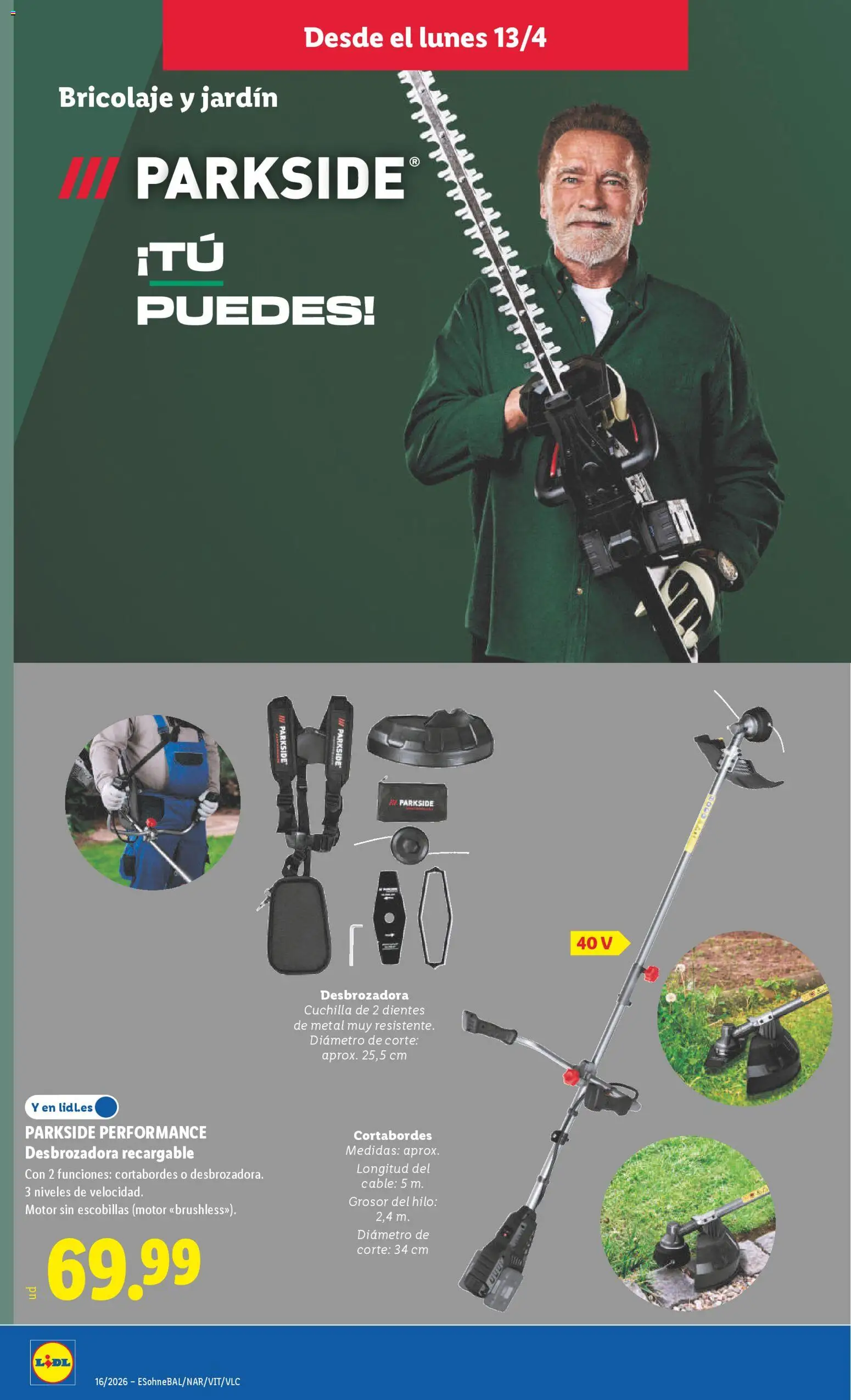 Lidl folleto de bazar │ válido desde el 13.04.2026 | Página: 14 | Productos: Desbrozadora, Cable