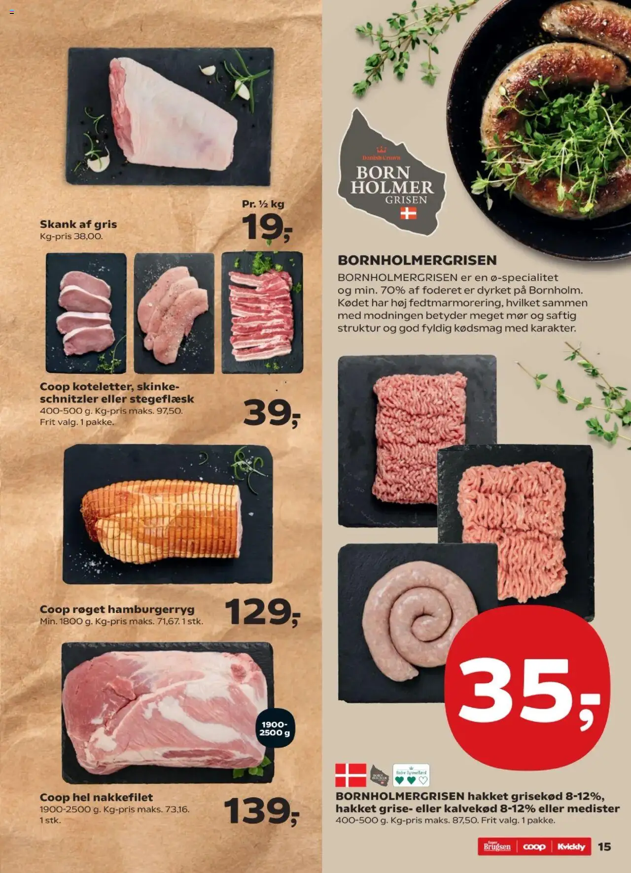 Super Brugsen tilbudsavis – gyldig fra 24.10.2025 | Side: 15 | Produkter: Skinke, Schnitzler, Nakkefilet, Hamburgerryg