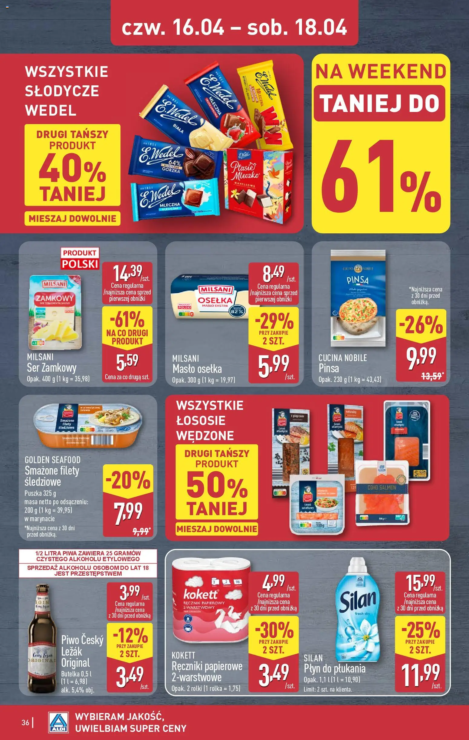 Aldi Polsko leták od 13.04.2026 | Strana: 36 | Produkty: Máslo, Silan, Pinsa