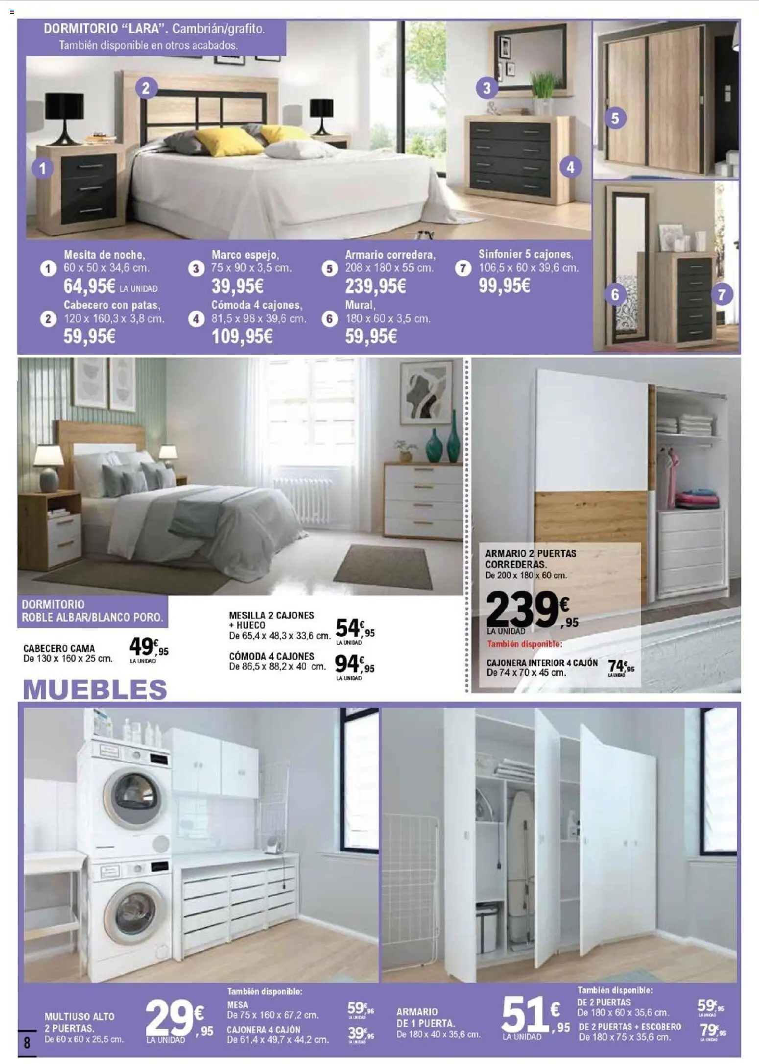 E.Leclerc - Salamanca │ válido desde el 18.02.2026 | Página: 8 | Productos: Muebles, Marco, Cama, Cajonera