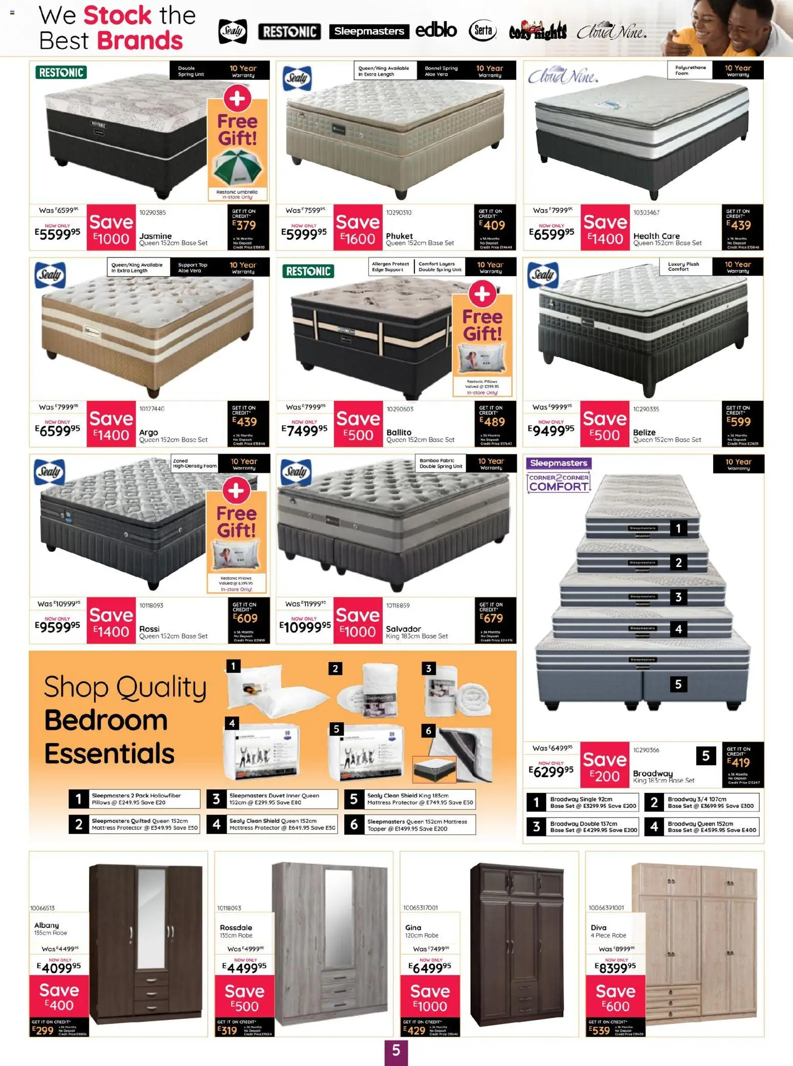New Bradlows Eswatini Catalogue catalogue – valid from 19.03.2026 | Page: 5 | Products: Duvet, Mattress, Stock, Foam