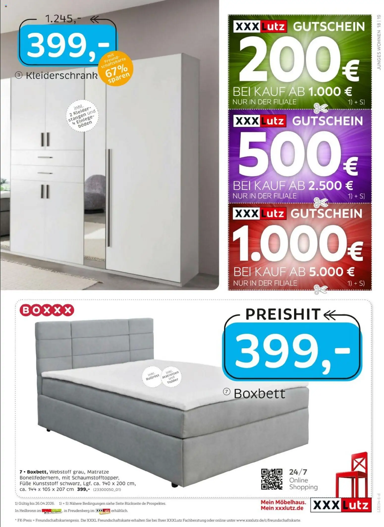 XXXLutz Nr. 1 beim Preis – gültig ab 11.04.2026 | Seite: 19 | Produkte: Matratze, Kleiderschrank, Topper