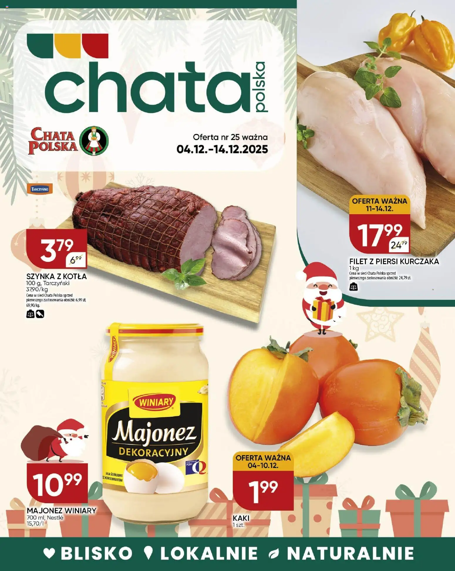 Chata Polska Gazetka od 04.12.2025 | Strona: 1 | Produkty: Piersi, Szynka, Majonez winiary, Filet z piersi kurczaka
