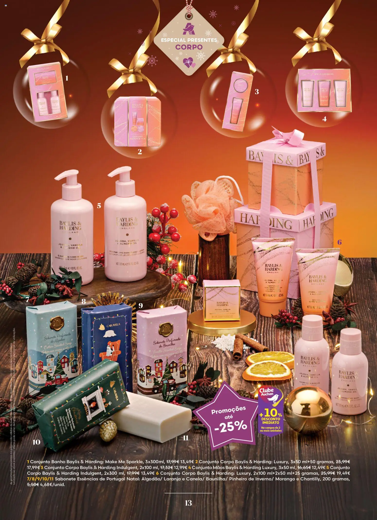 Auchan - Vem aí o Natal │ válido de 06.11.2025 | Página: 13 | Produtos: Pó, Algodão, Sabonete, Banho
