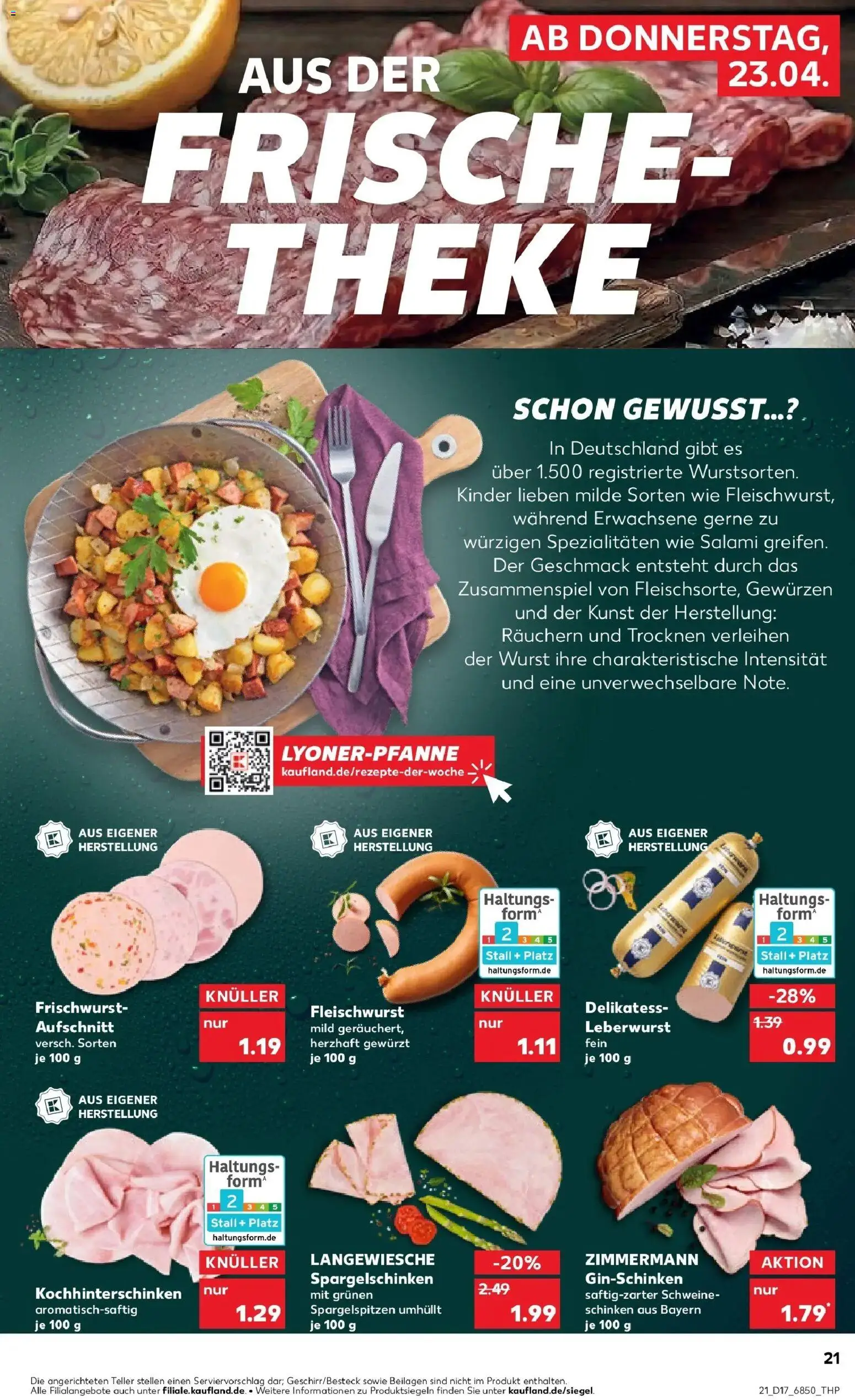 Kaufland Prospekt Cham	 – gültig ab 23.04.2026 | Seite: 21 | Produkte: Theke, Wurst, Salami, Schinken