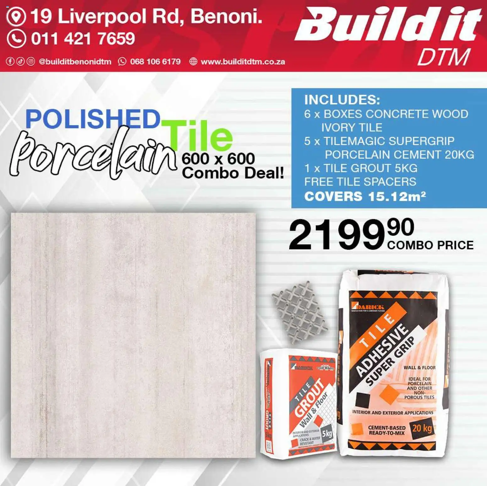 New Build It catalogue – valid from 19.03.2026 | Page: 4 | Products: Tile grout, Adhesive, Water, Cement