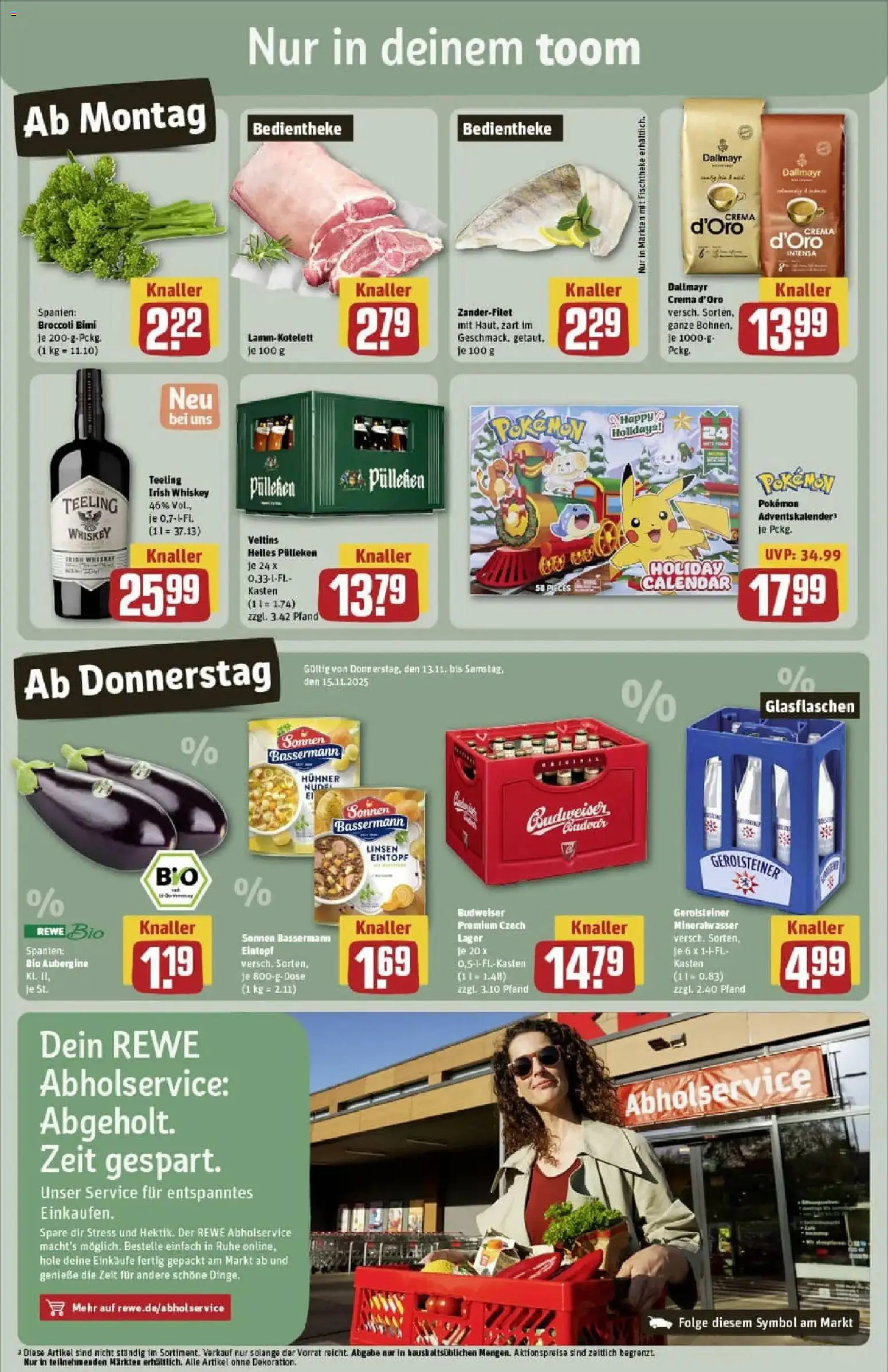 Rewe prospekt Herne	 – gültig ab 10.11.2025 | Seite: 3 | Produkte: Helles pulleken, Mineralwasser, Aubergine, Veltins