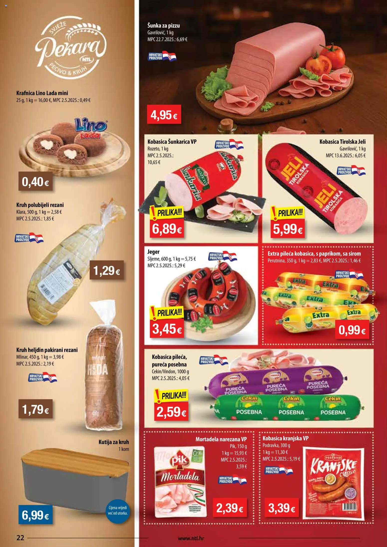 NTL katalog | vrijedi od 17.12.2025 | Stranica: 22 | Proizvodi: Kruh, Šunka, Mortadela, Kobasica
